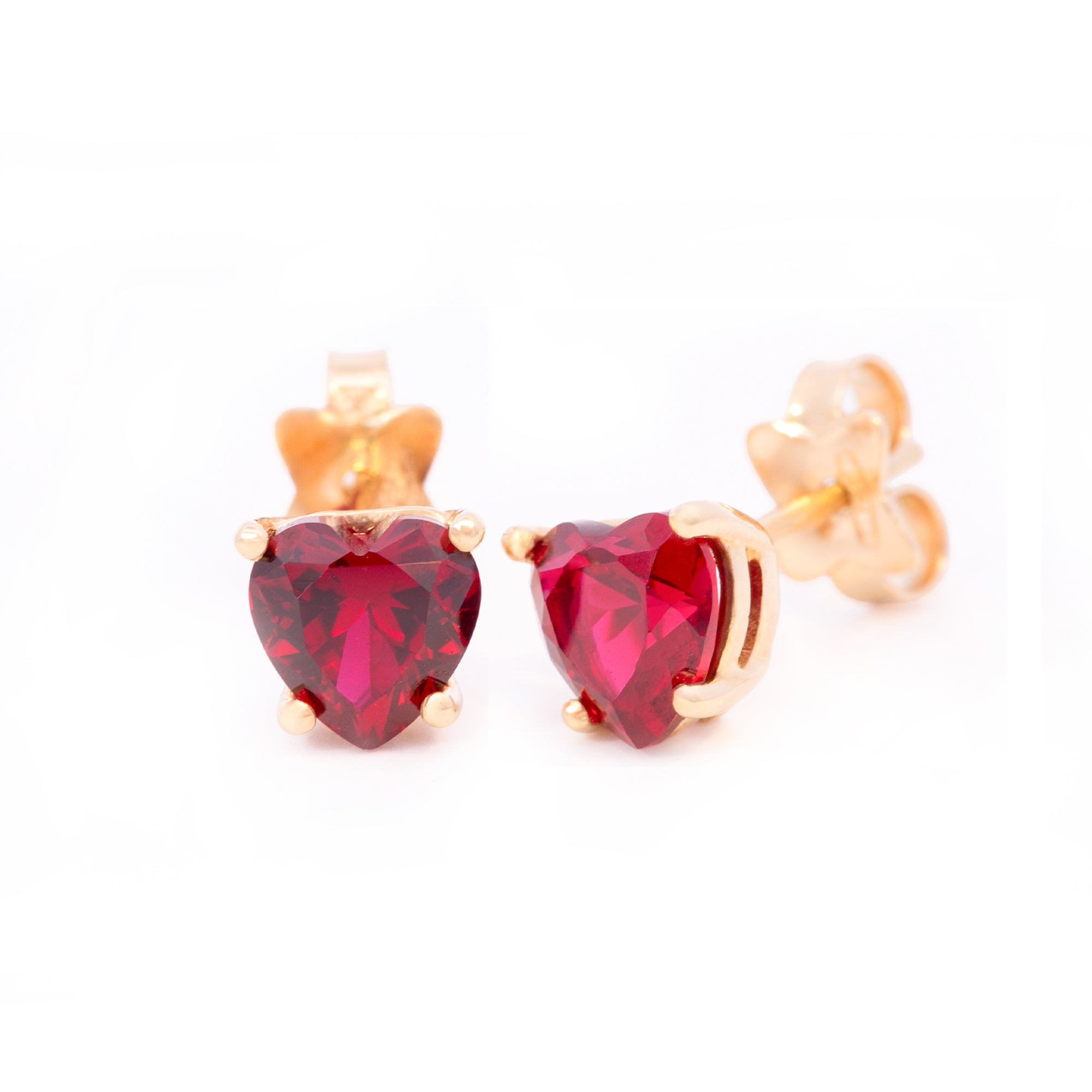 ARETES CORAZÓN ZIRCÓN ROJO