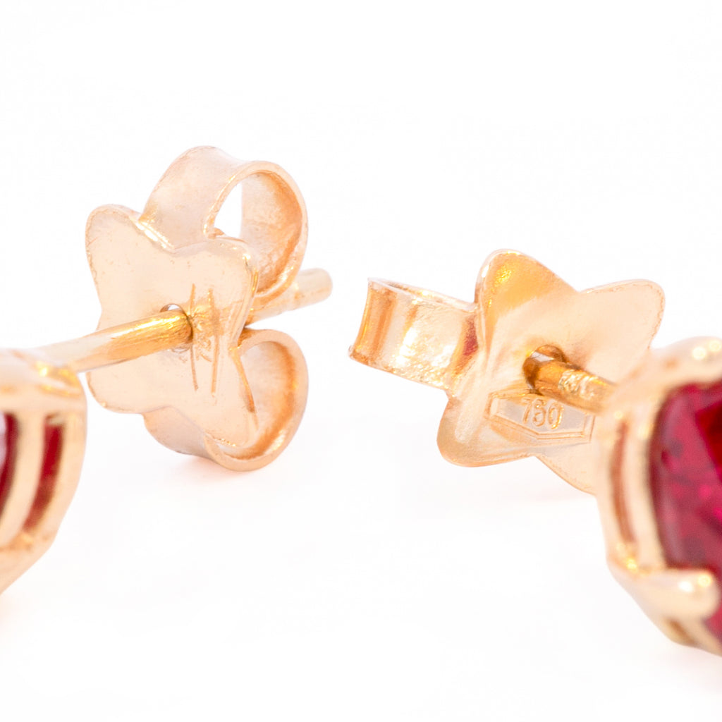 ARETES CORAZÓN ZIRCÓN ROJO