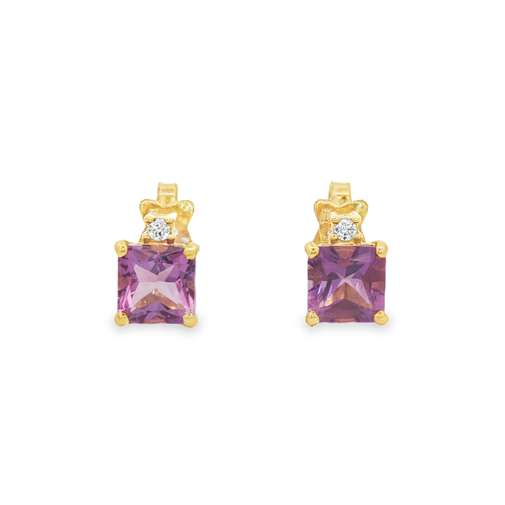 ARETES AMATISTA CON ZIRCONES