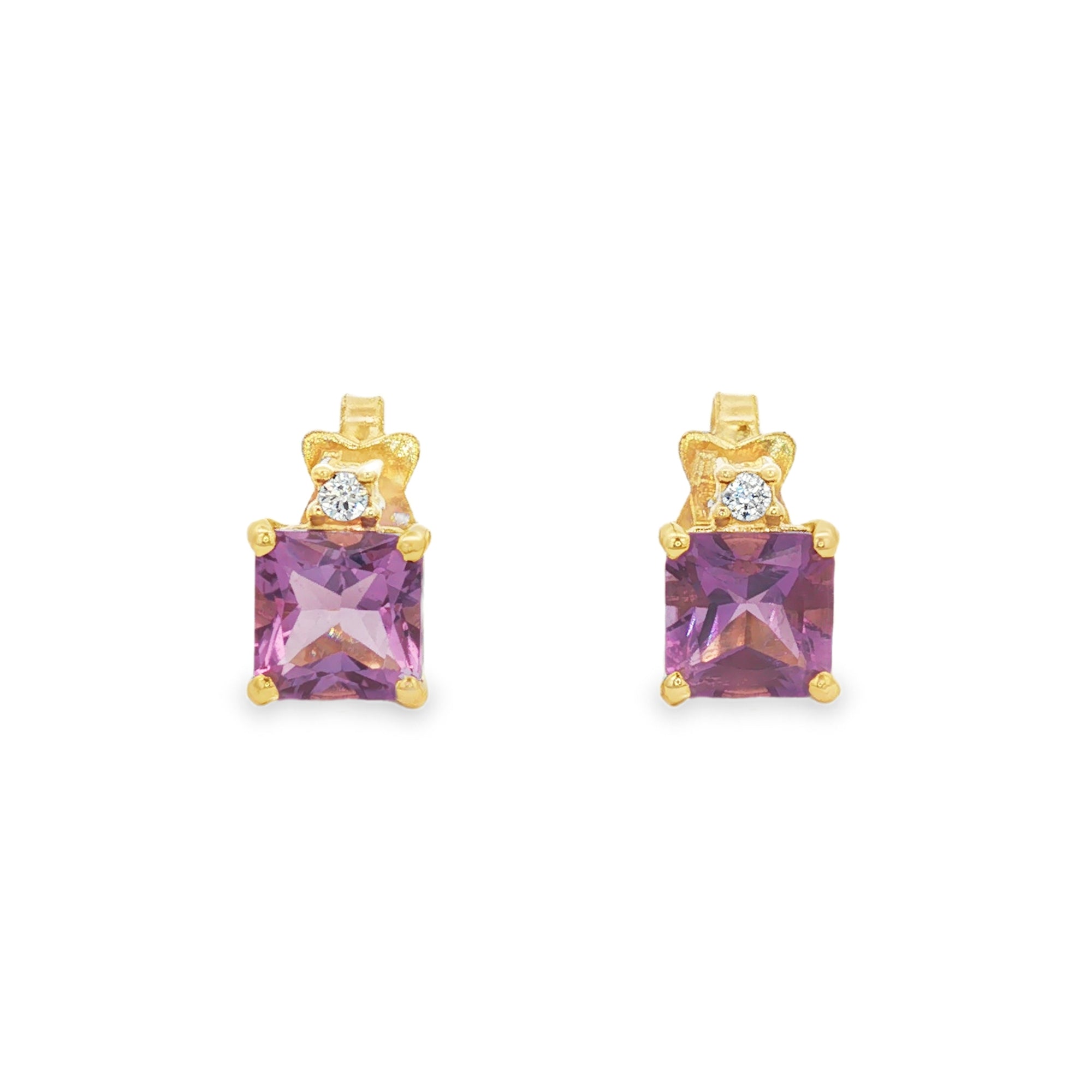ARETES AMATISTA CON ZIRCONES