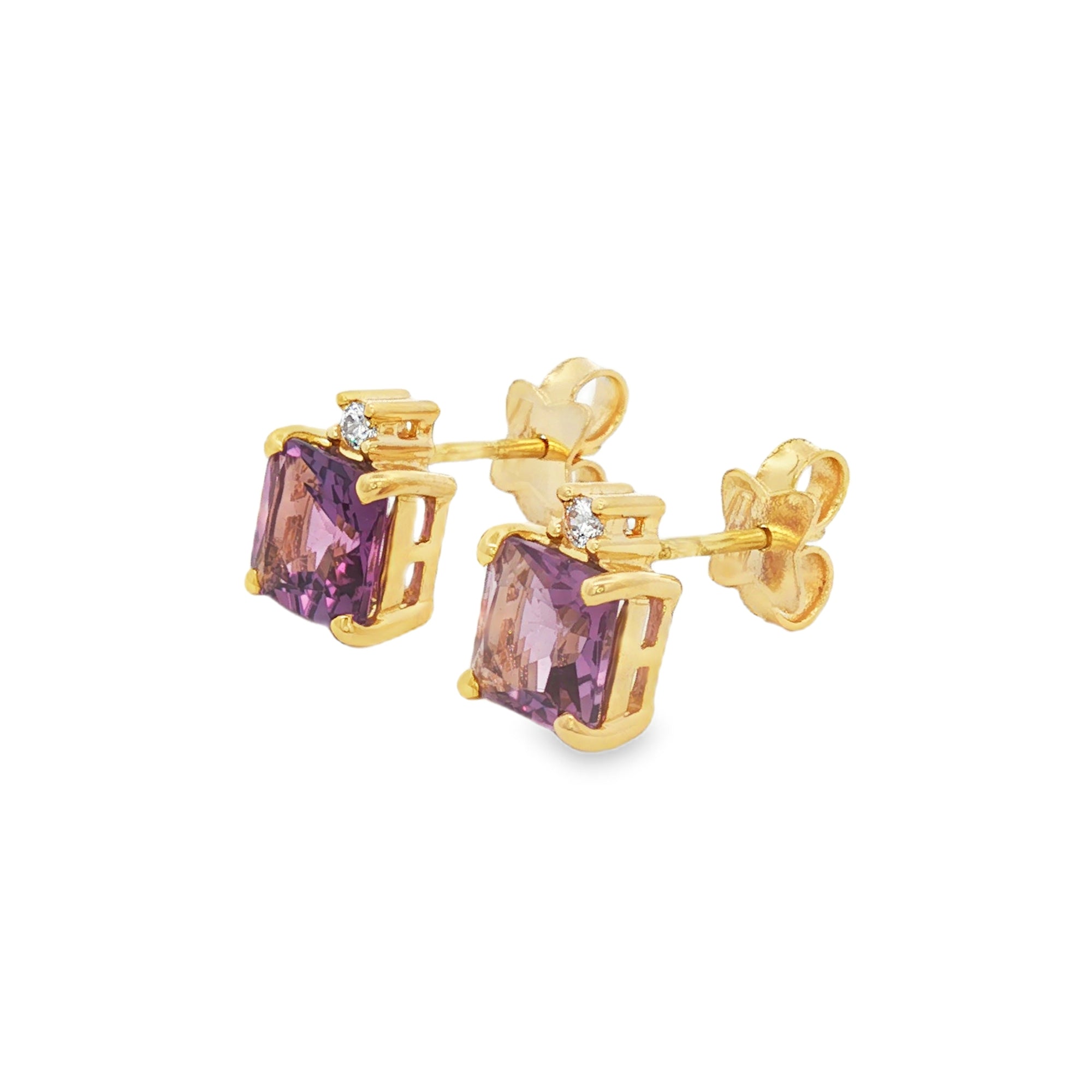 ARETES AMATISTA CON ZIRCONES
