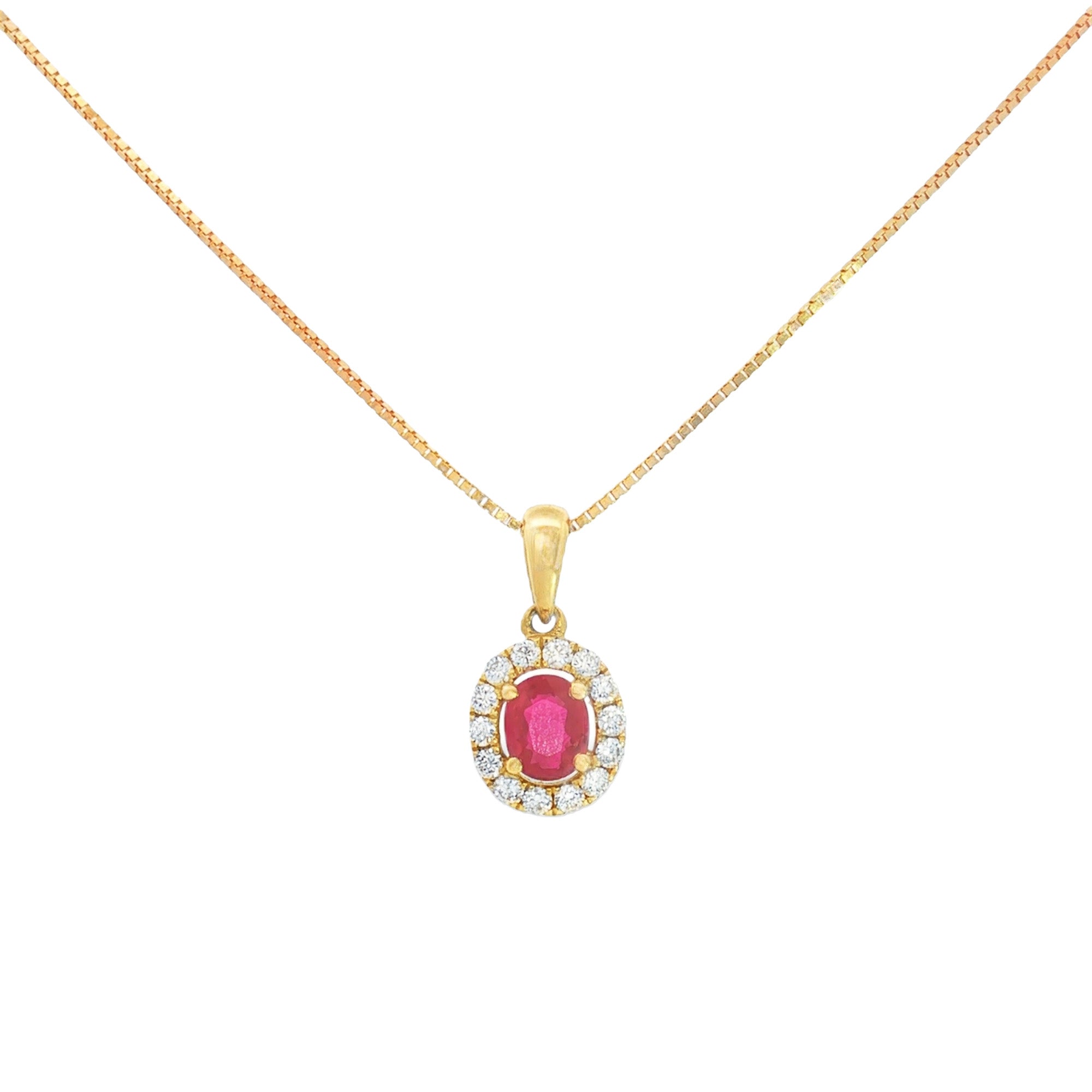 DIJE RUBÍ OVAL CON DIAMANTES