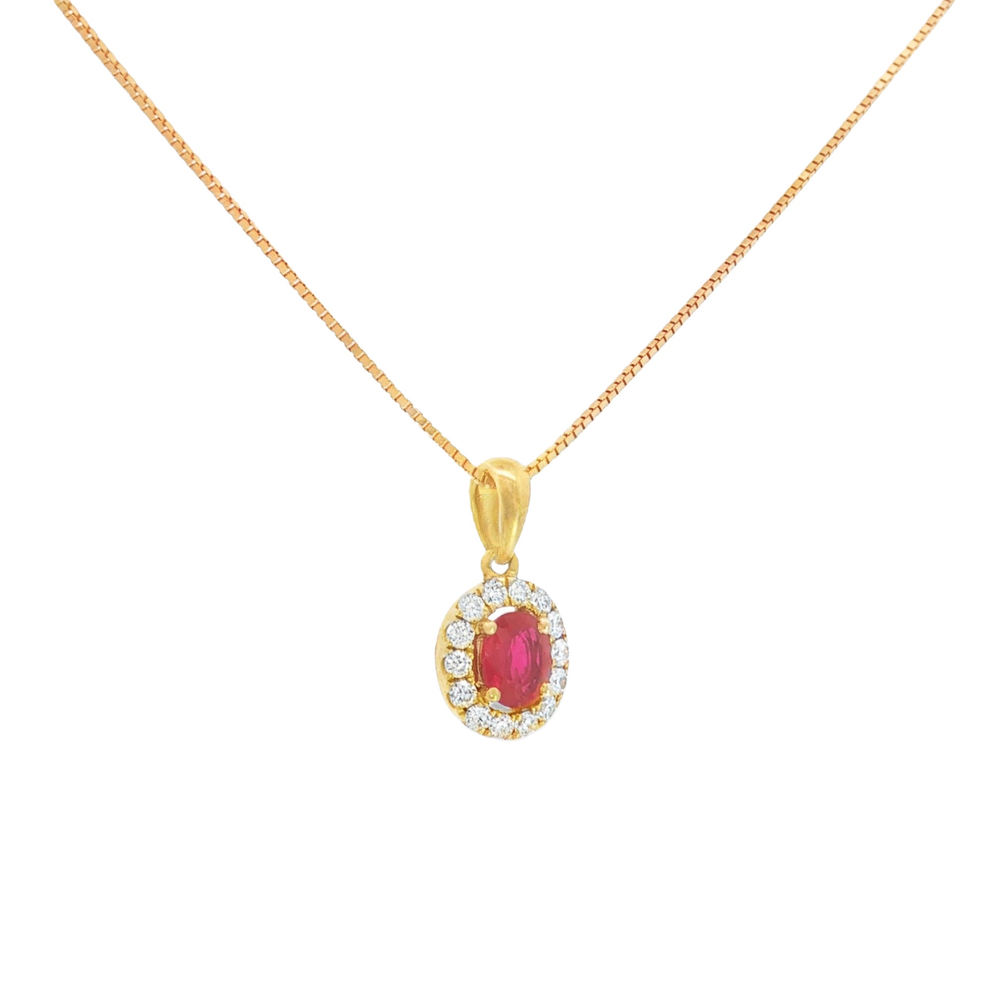 DIJE RUBÍ OVAL CON DIAMANTES