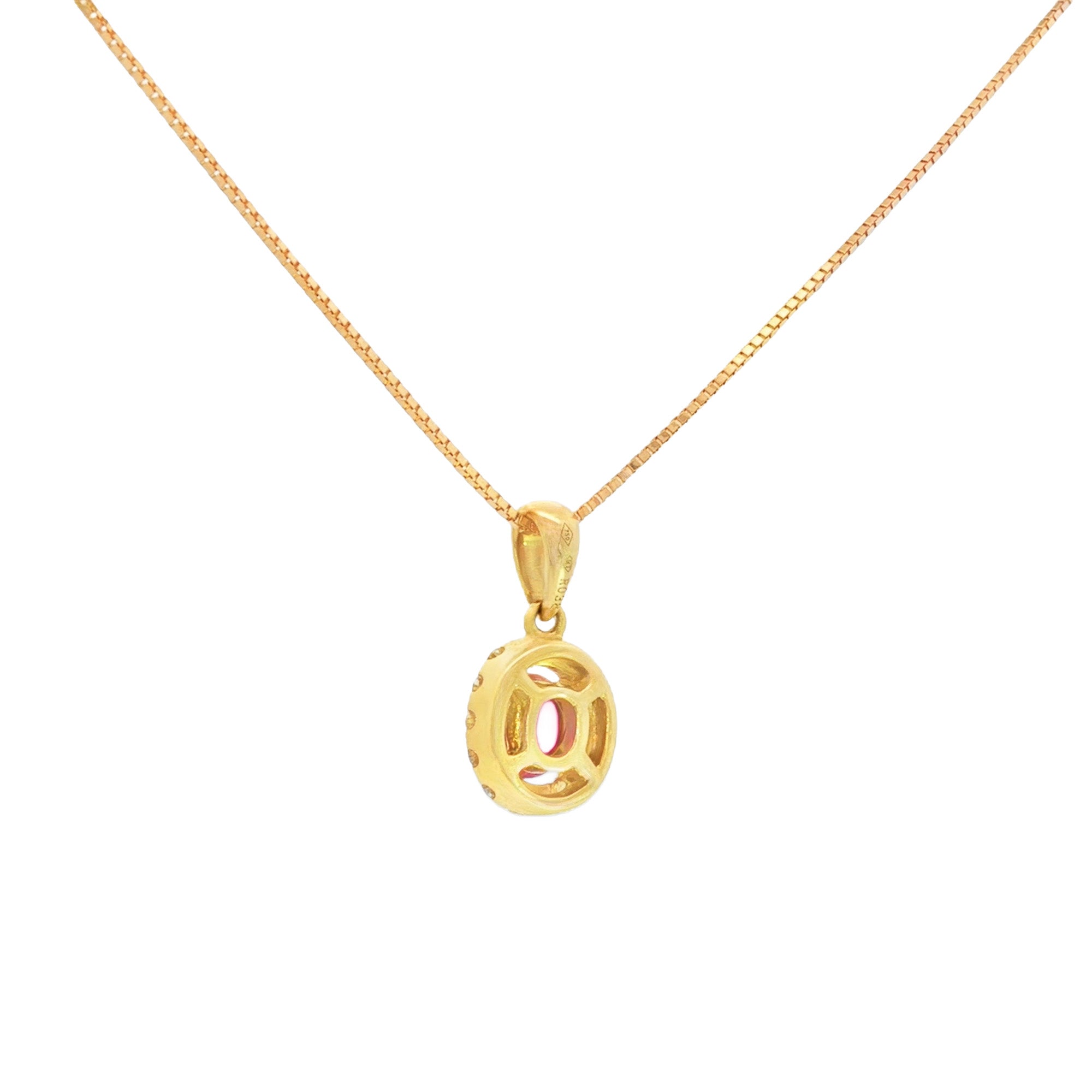 DIJE RUBÍ OVAL CON DIAMANTES