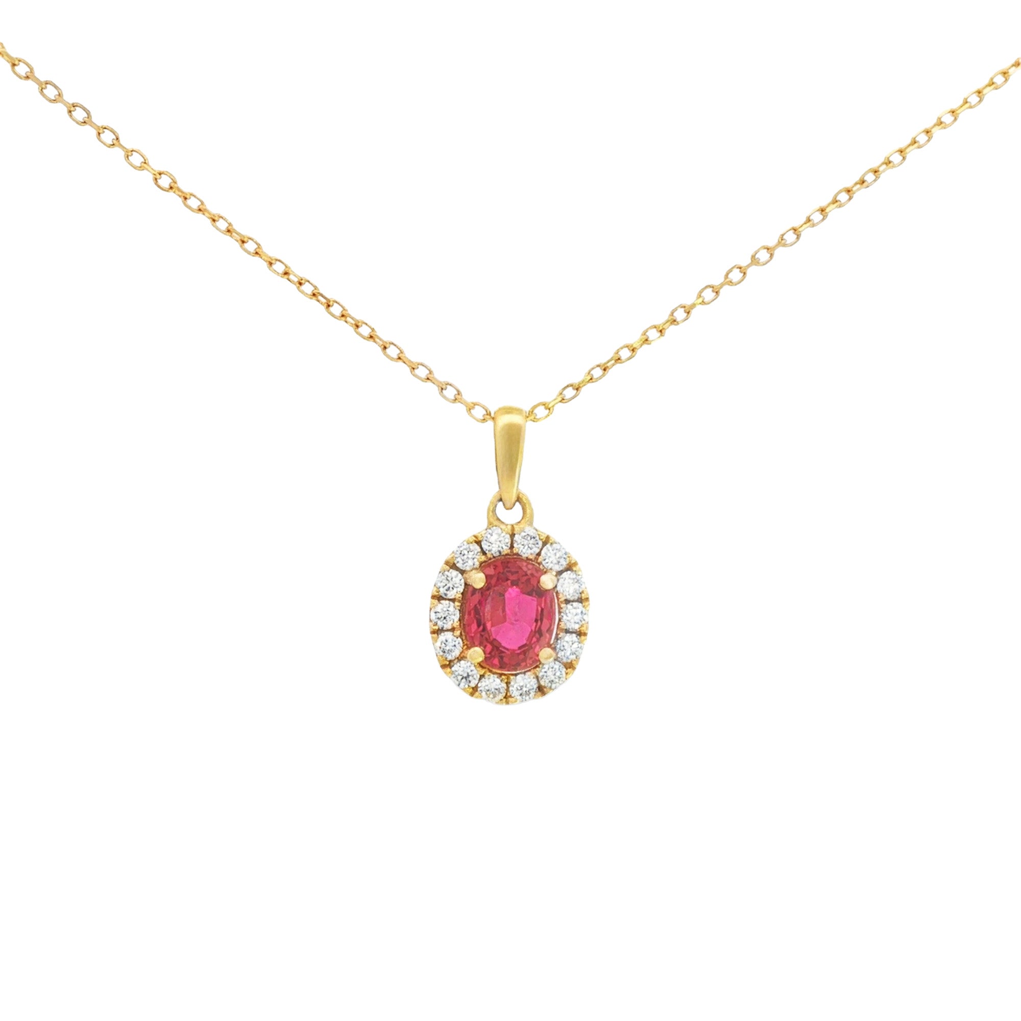 DIJE RUBÍ OVAL CON DIAMANTES