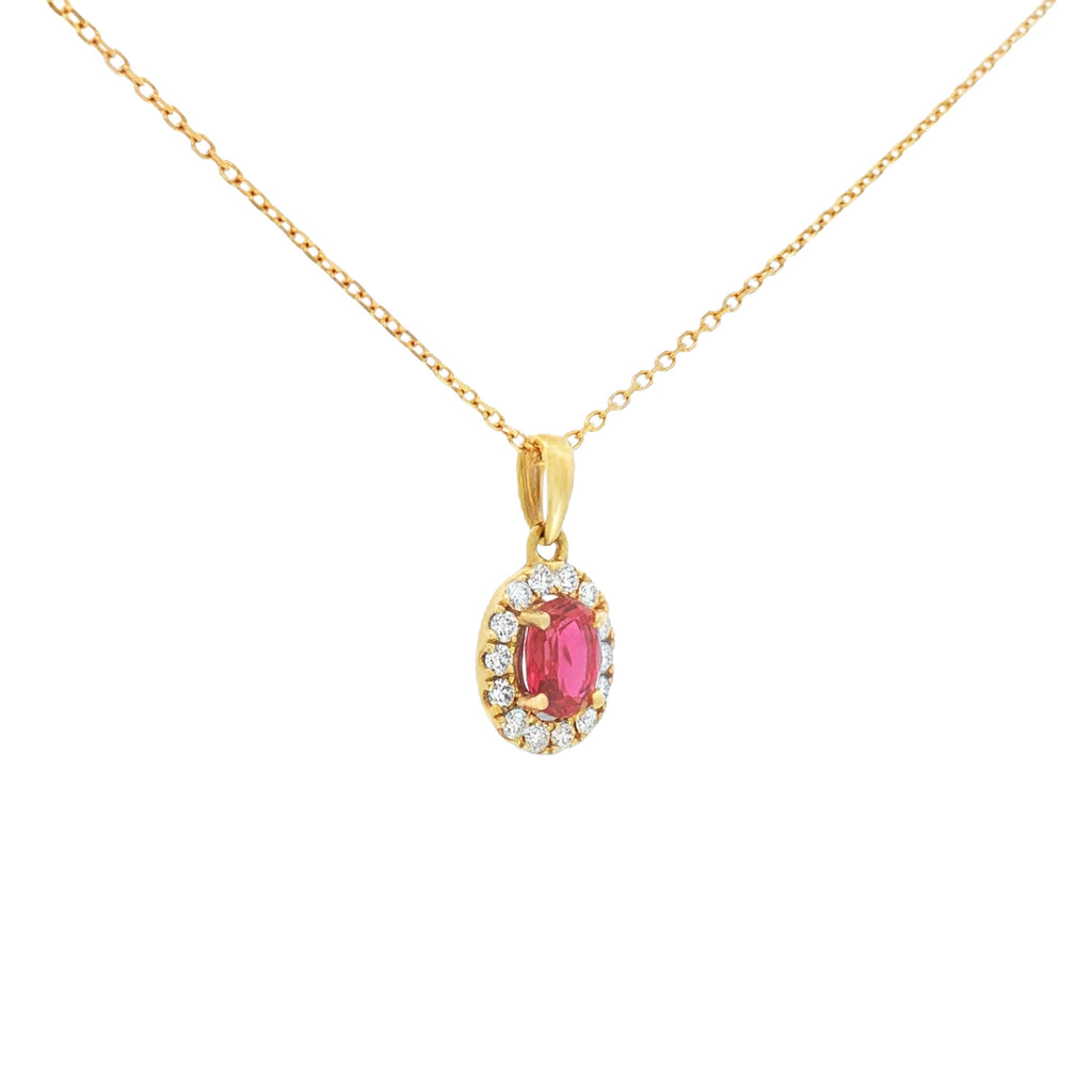 DIJE RUBÍ OVAL CON DIAMANTES