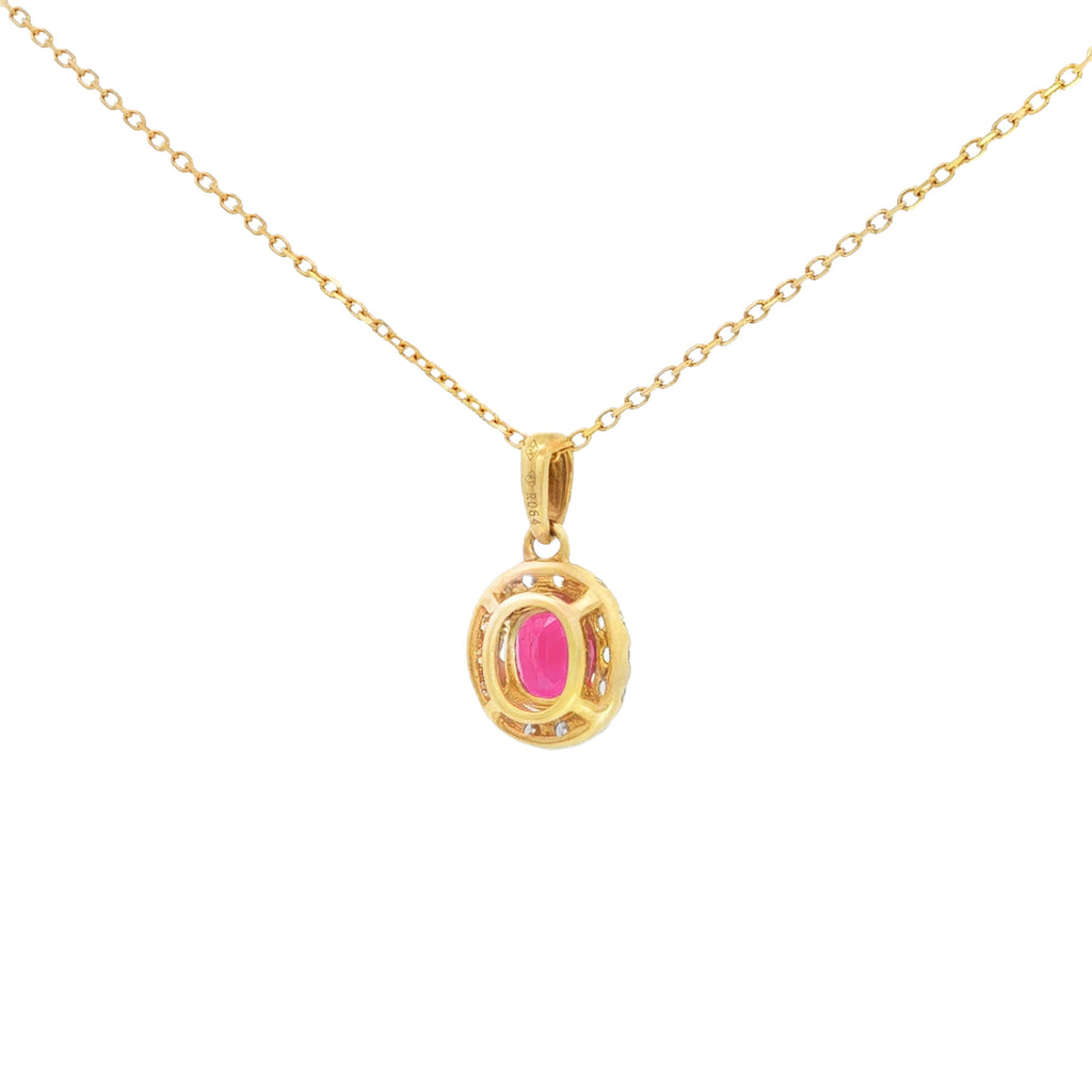 DIJE RUBÍ OVAL CON DIAMANTES