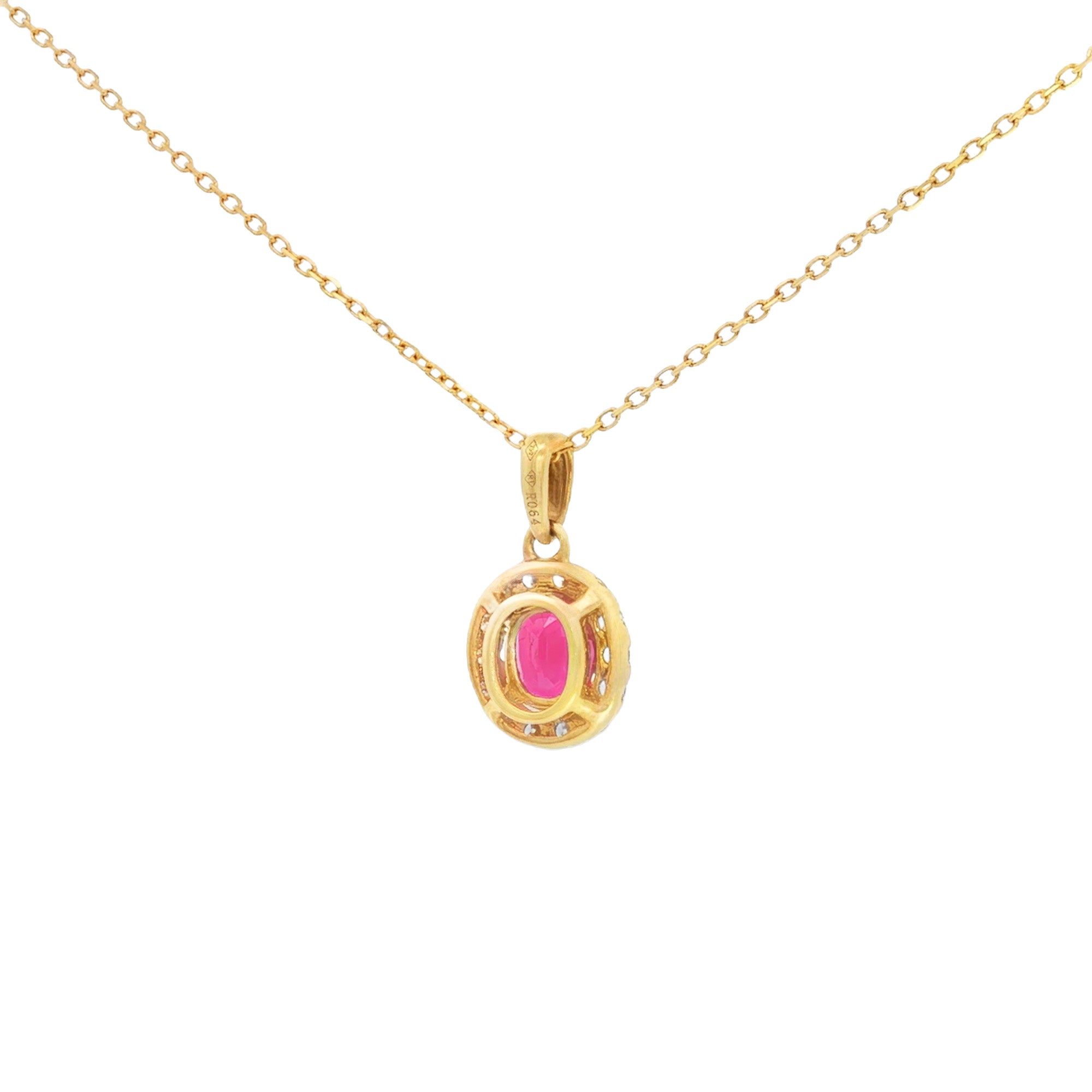 DIJE RUBÍ OVAL CON DIAMANTES