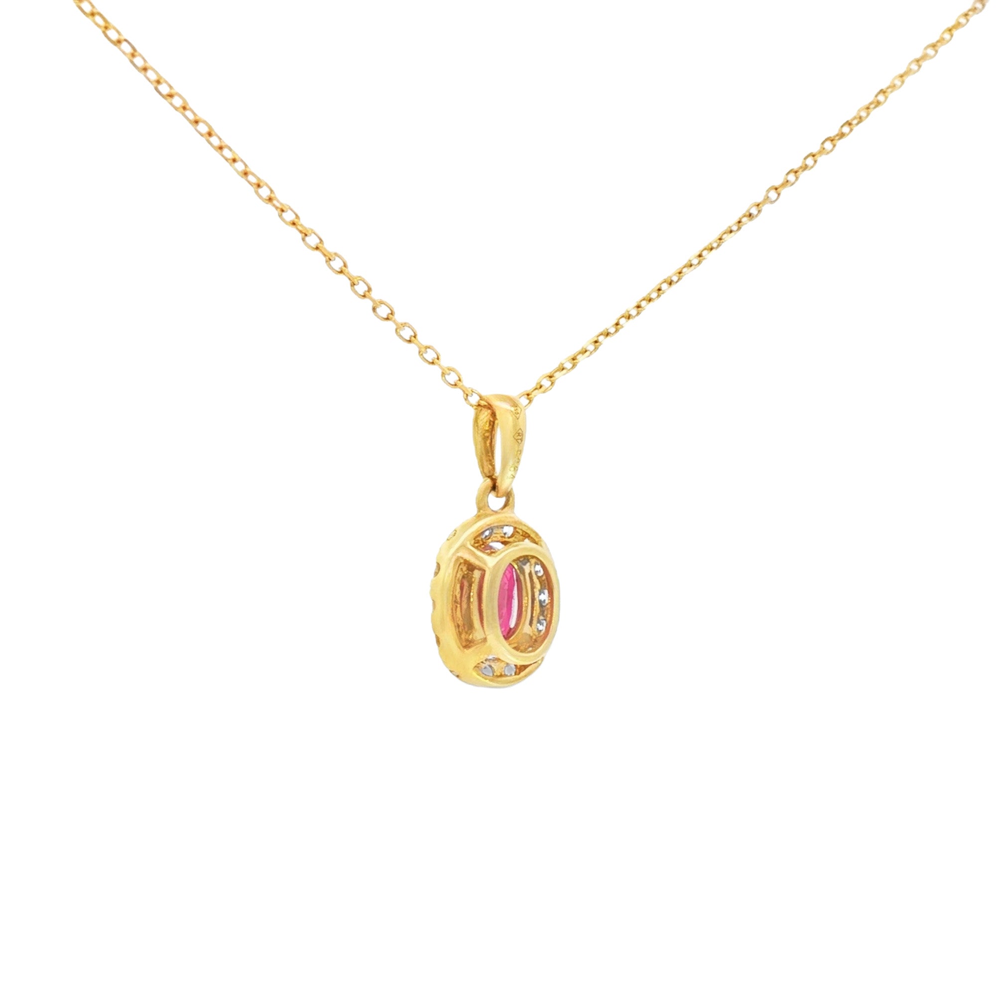 DIJE RUBÍ OVAL CON DIAMANTES