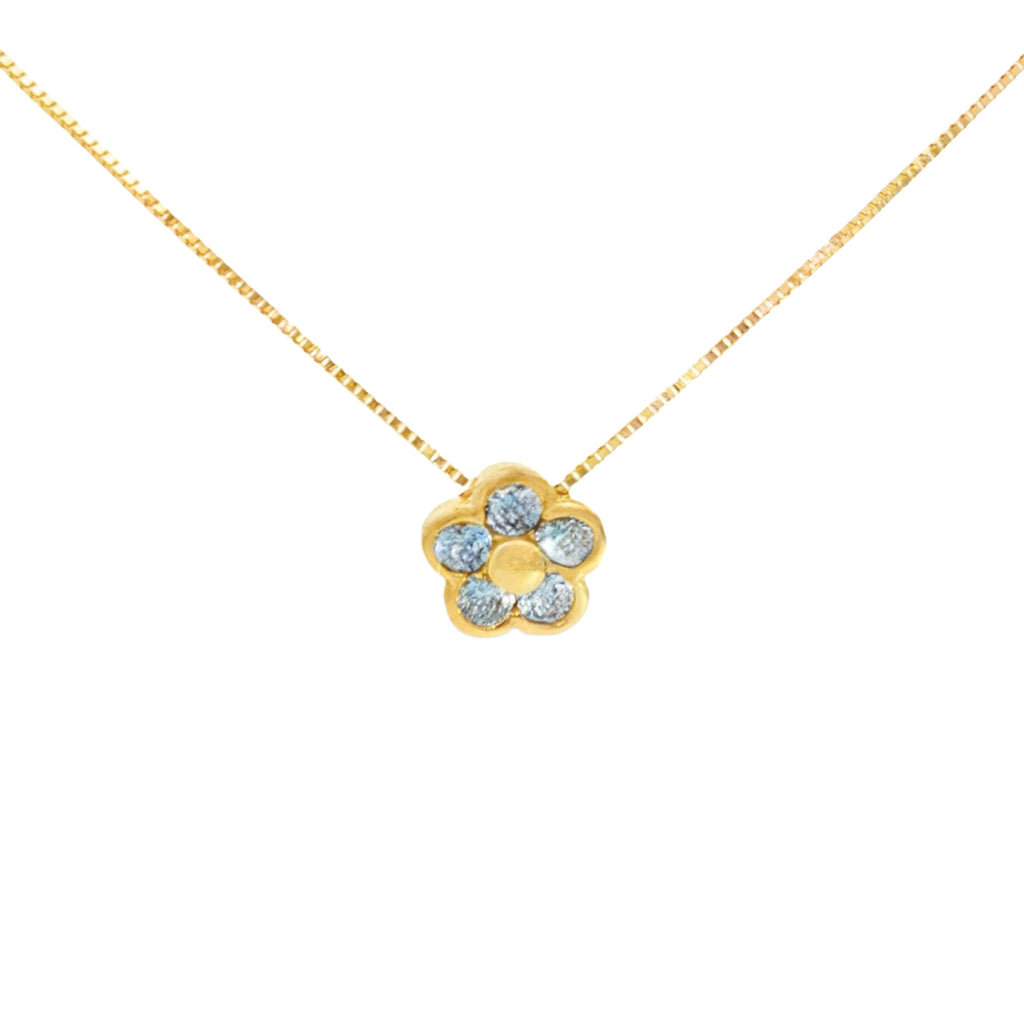 GARGANTILLA FLOR ZIRCONES AZULES