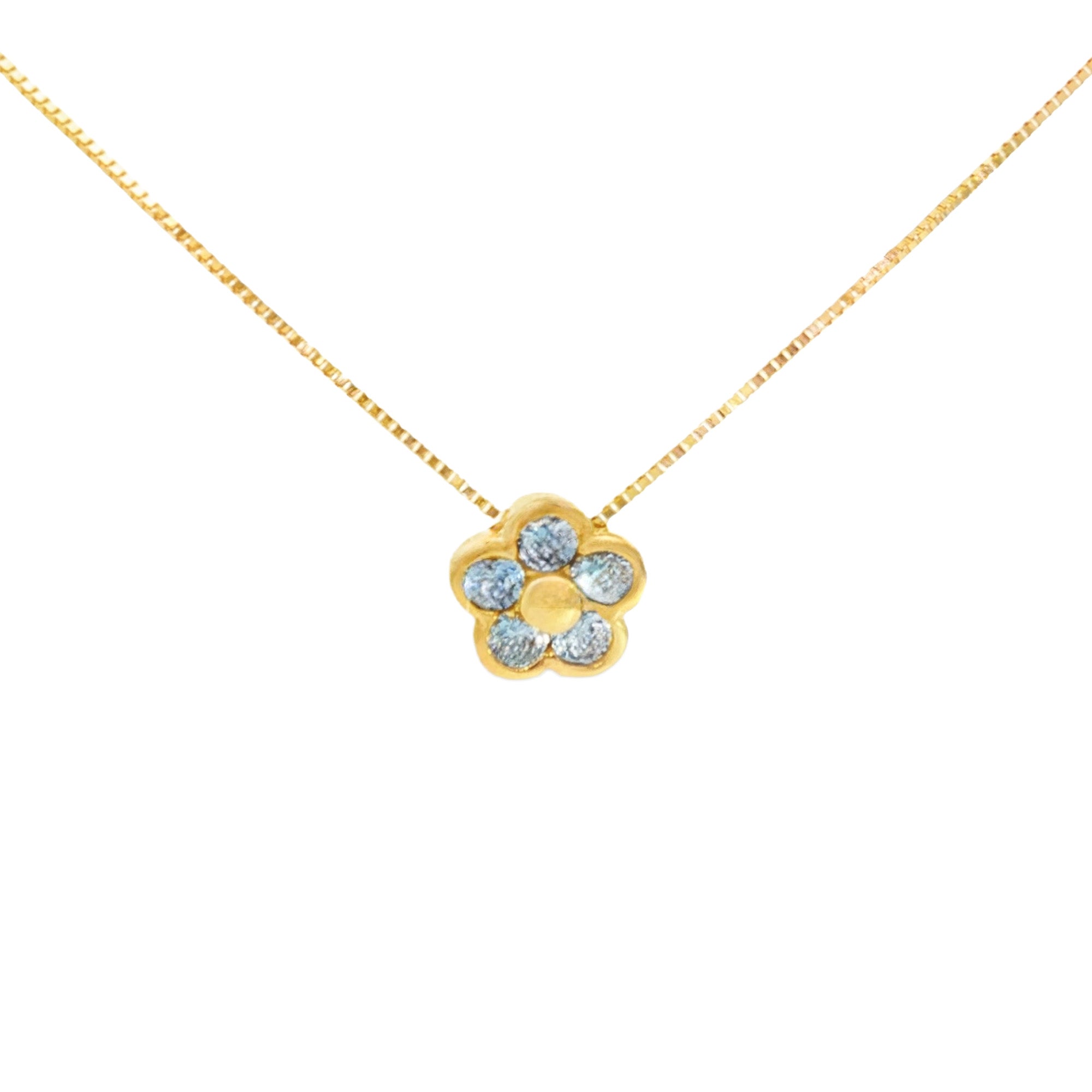 GARGANTILLA FLOR ZIRCONES AZULES