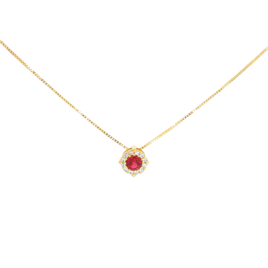 GARGANTILLA FLOR ZIRCÓN ROJO