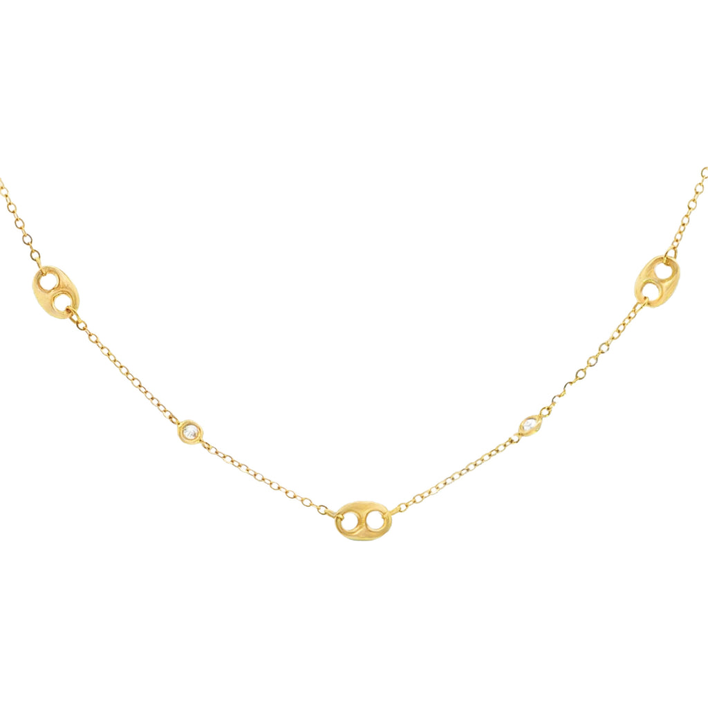 GARGANTILLA TEJIDO ROLLO CON DIJE GUCCI Y ZIRCÓN
