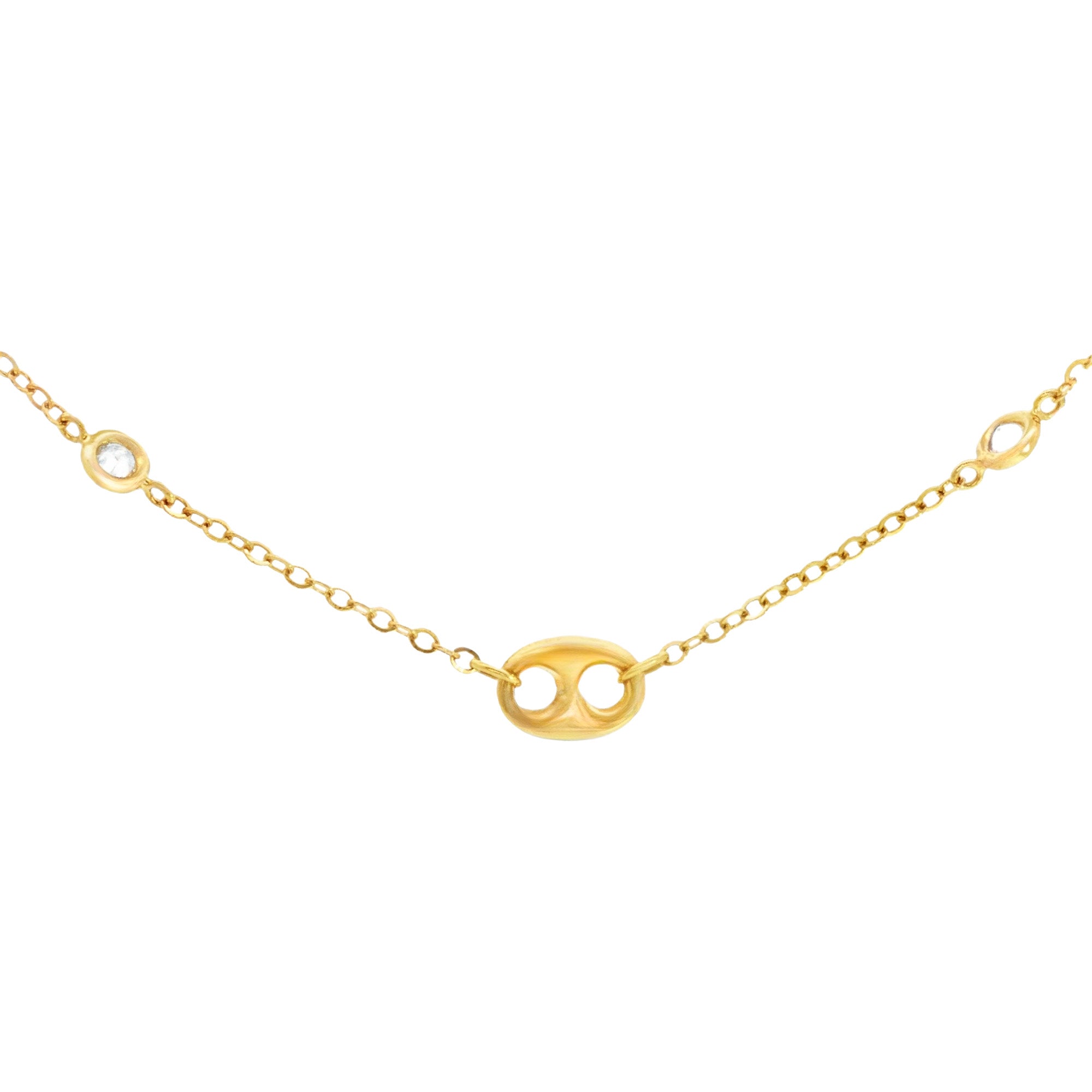 GARGANTILLA TEJIDO ROLLO CON DIJE GUCCI Y ZIRCÓN