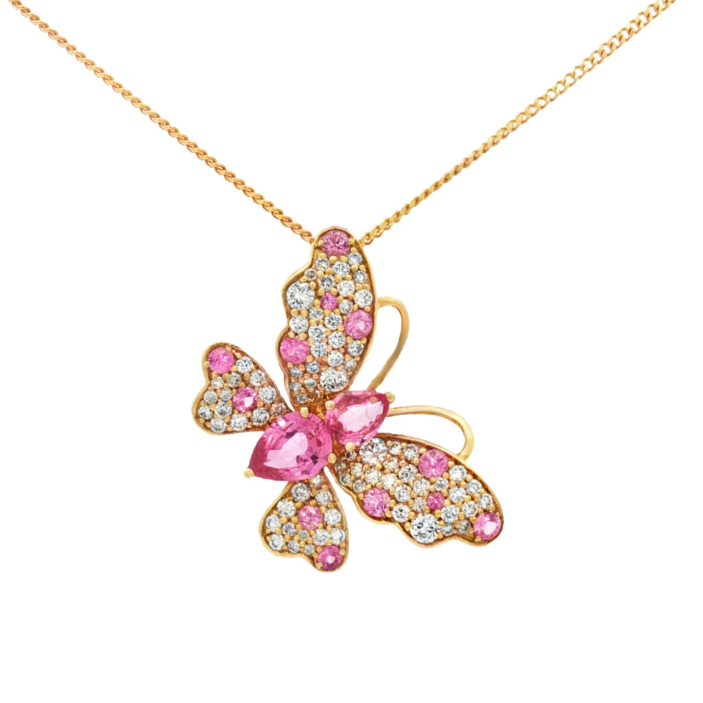 DIJE MARIPOSA ZAFIROS ROSADOS Y DIAMANTES