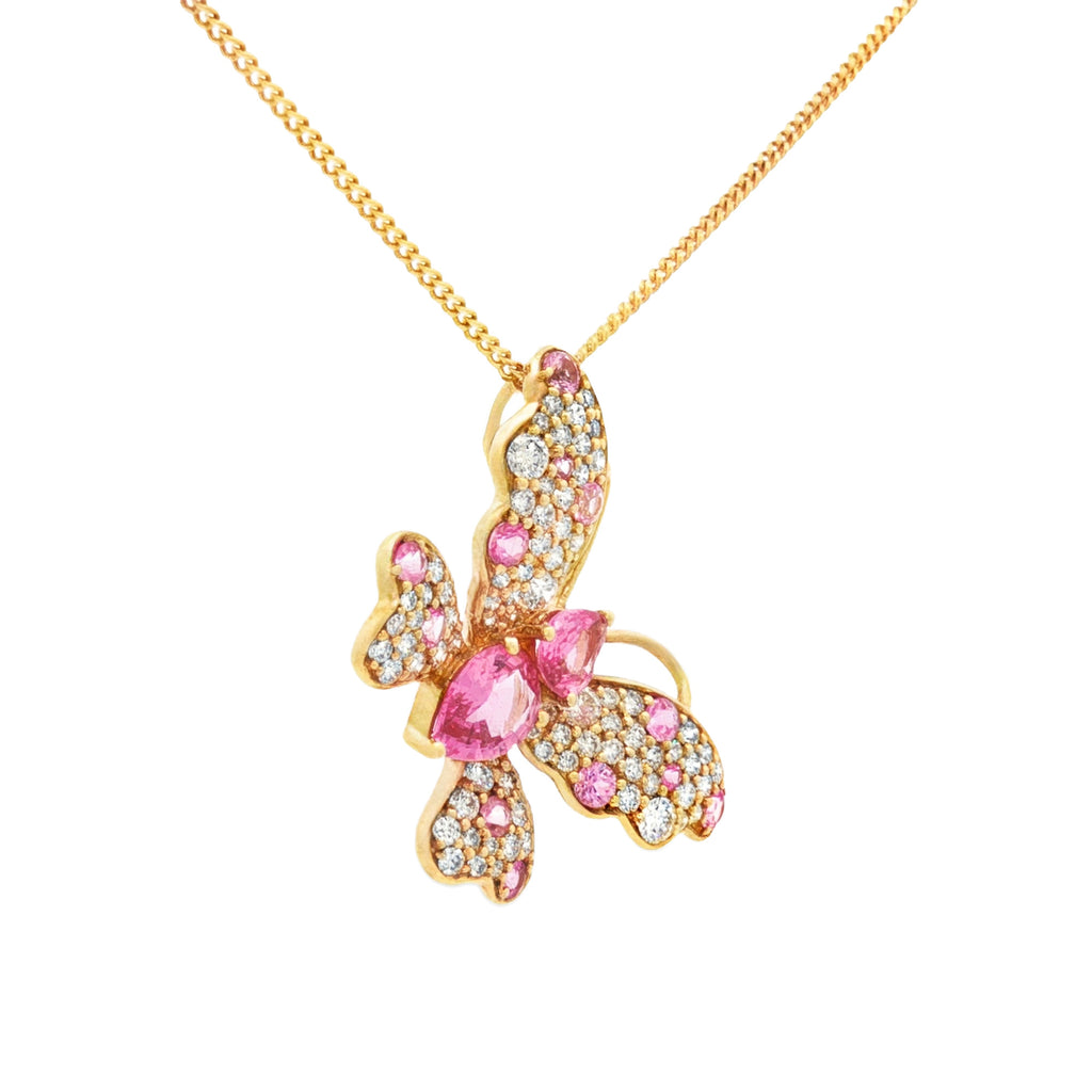 DIJE MARIPOSA ZAFIROS ROSADOS Y DIAMANTES