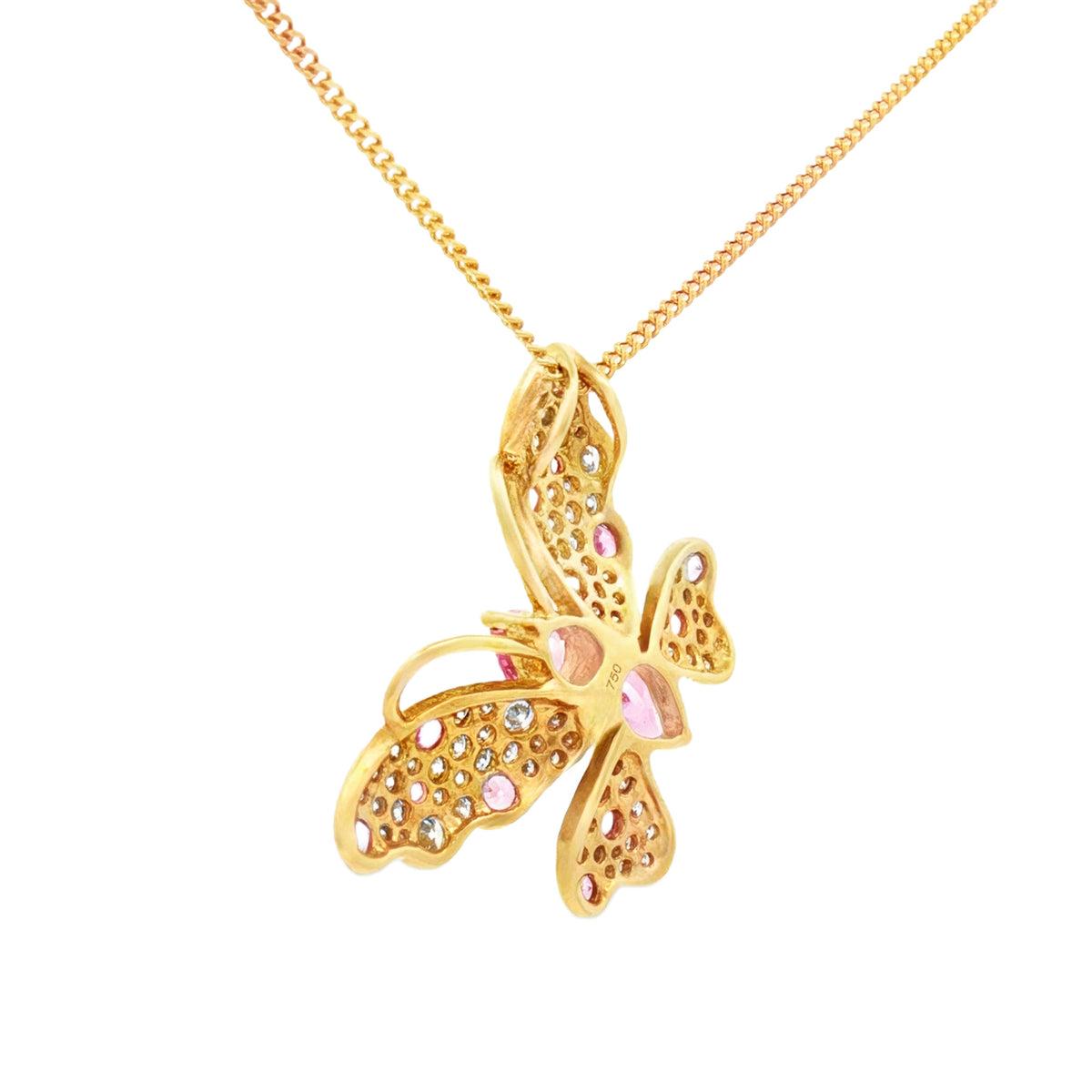 DIJE MARIPOSA ZAFIROS ROSADOS Y DIAMANTES