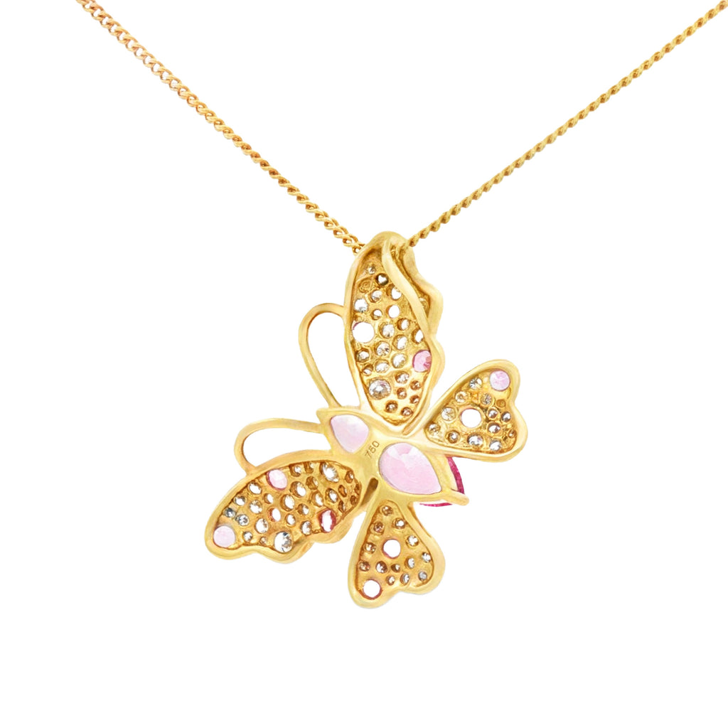 DIJE MARIPOSA ZAFIROS ROSADOS Y DIAMANTES