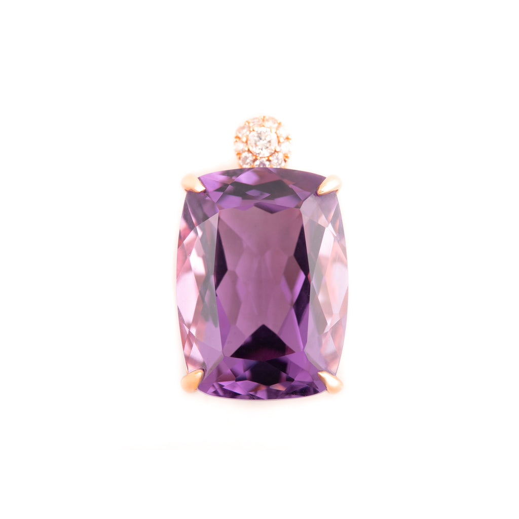 DIJE AMATISTA CUADRADO Y DIAMANTES