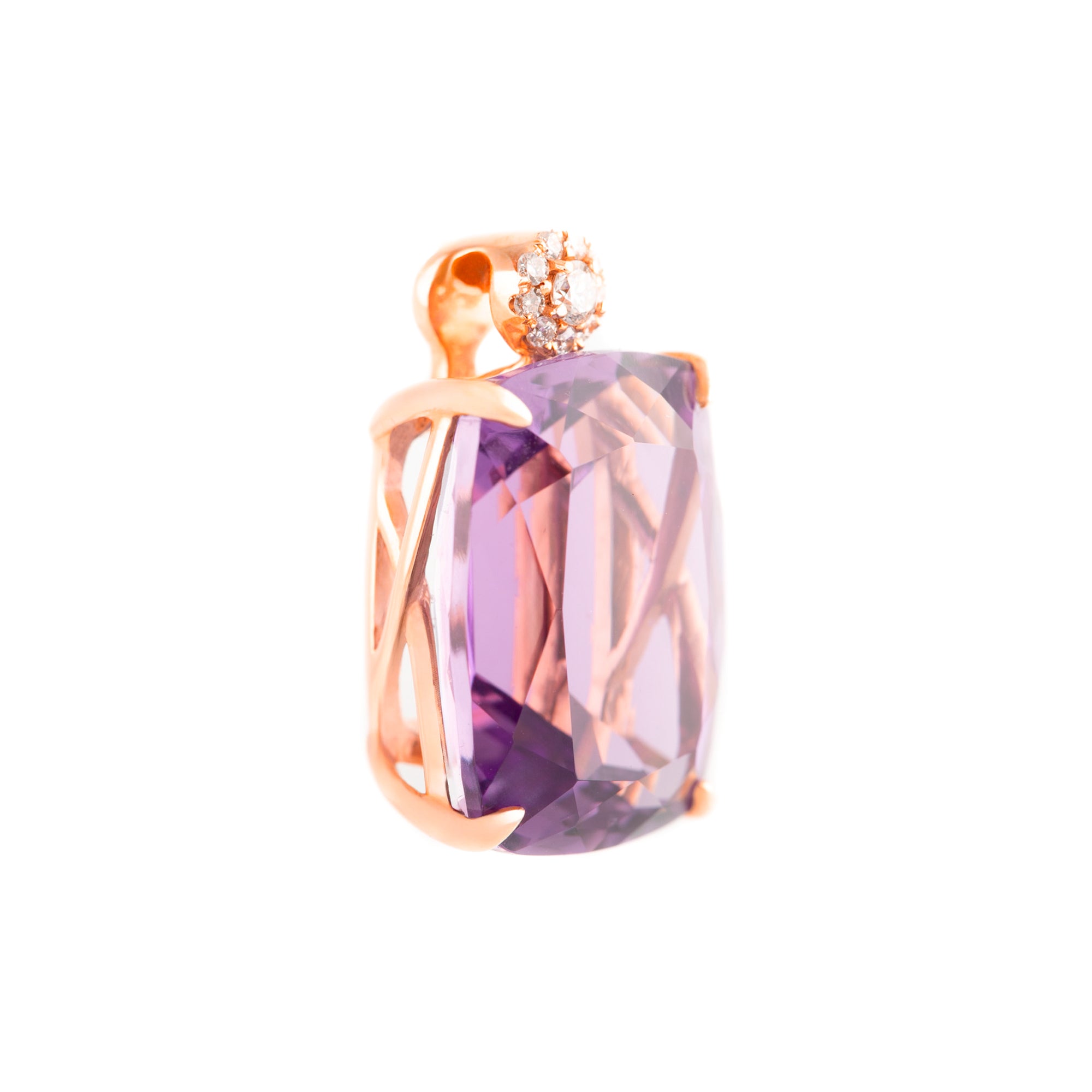 DIJE AMATISTA CUADRADO Y DIAMANTES