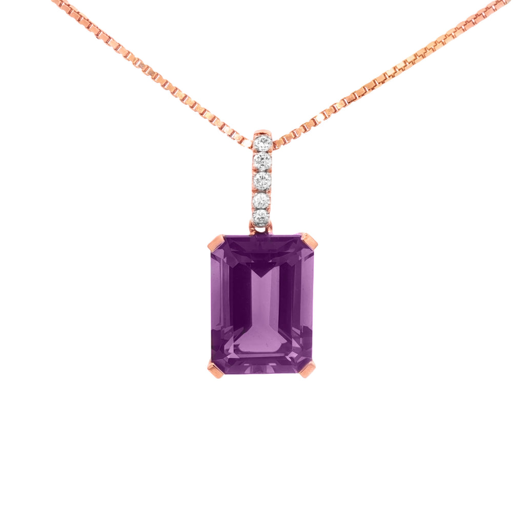 DIJE CON AMATISTA Y DIAMANTES