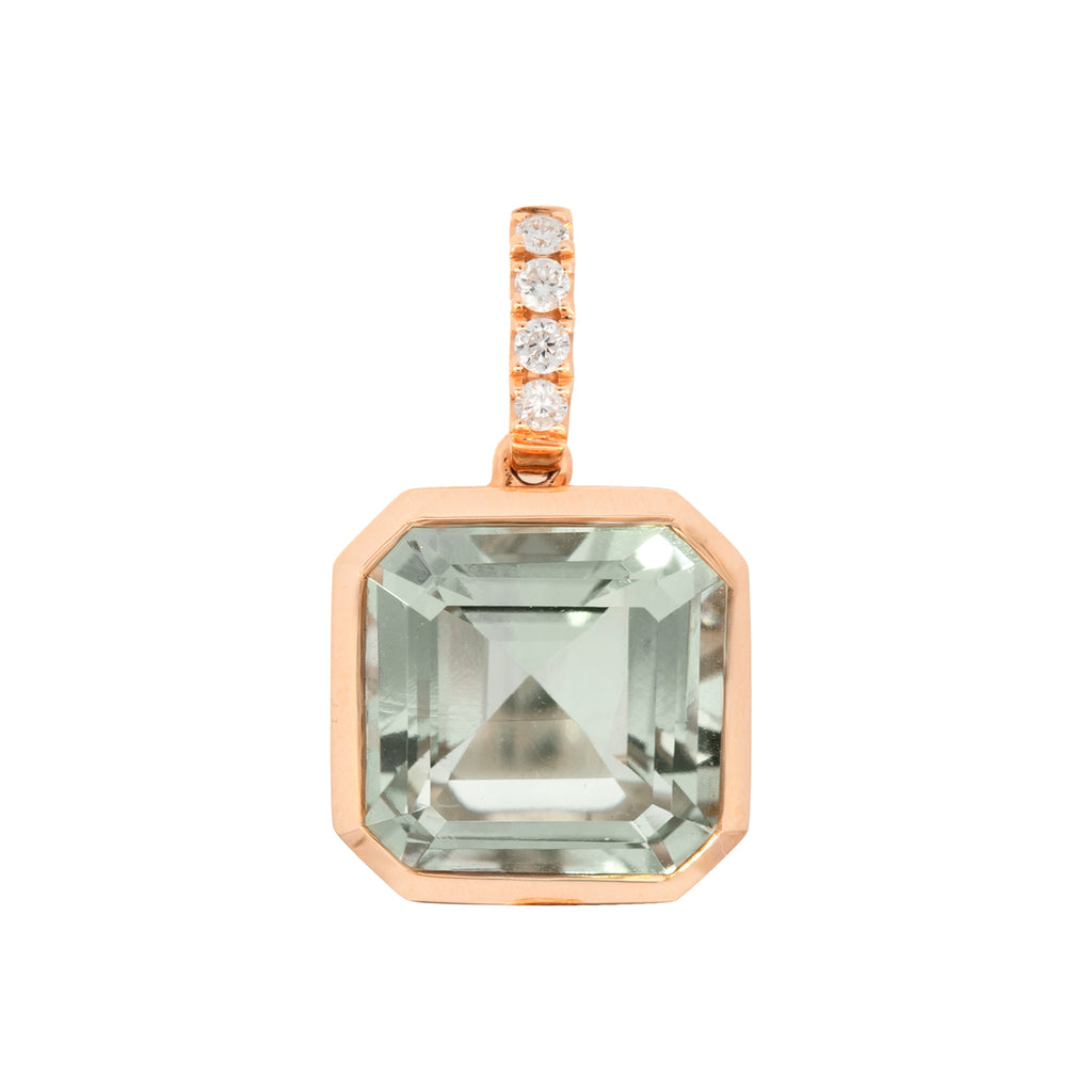 DIJE AMATISTA VERDE CUADRADO DIAMANTES
