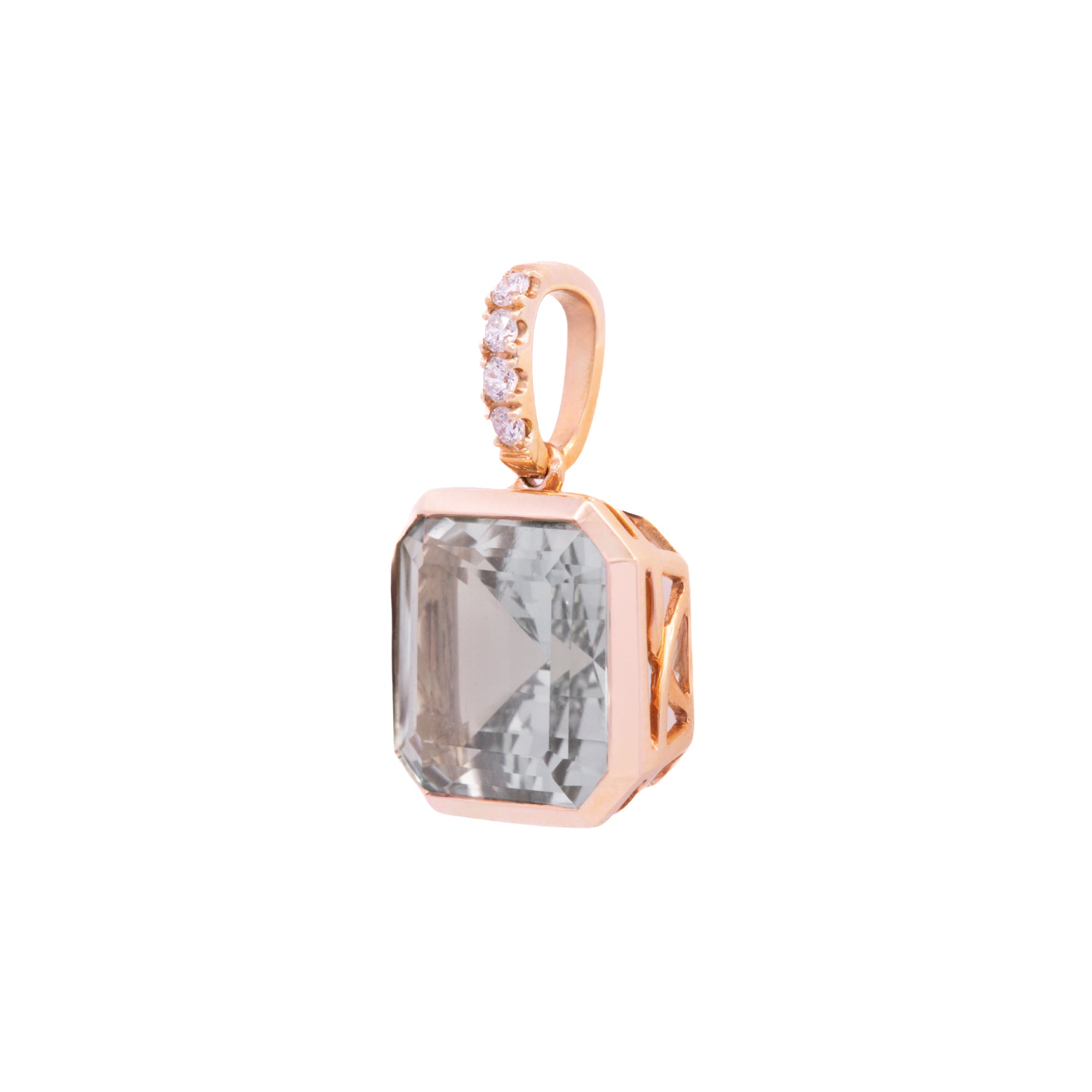 DIJE AMATISTA VERDE CUADRADO DIAMANTES
