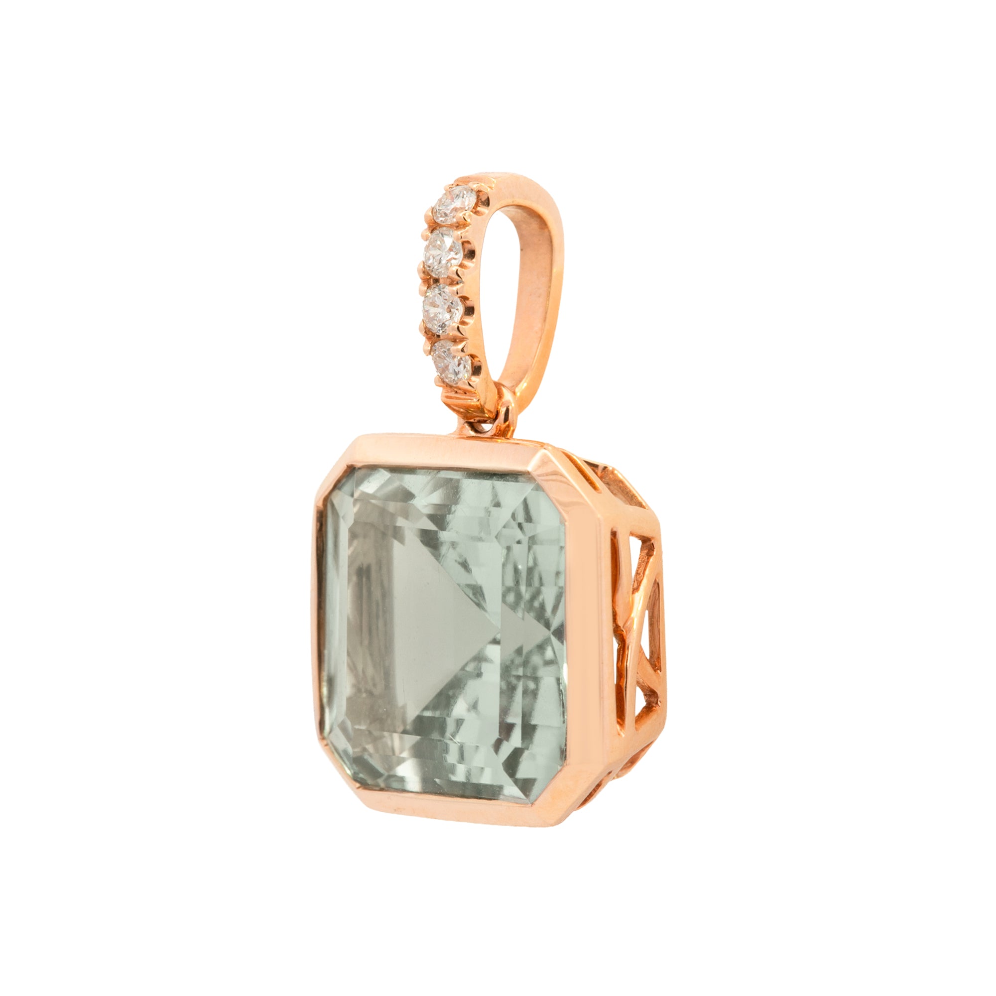 DIJE AMATISTA VERDE CUADRADO DIAMANTES