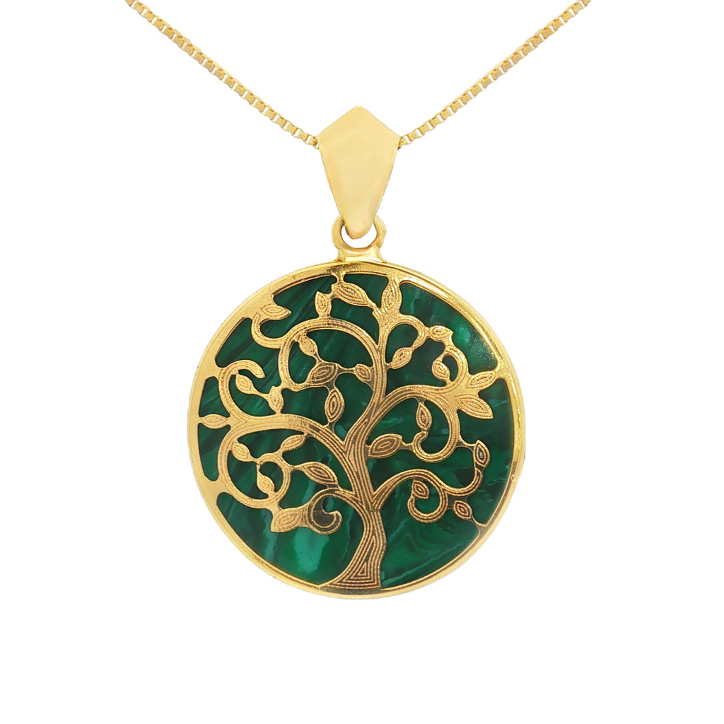 DIJE ÁRBOL DE LA VIDA CON MALAQUITA