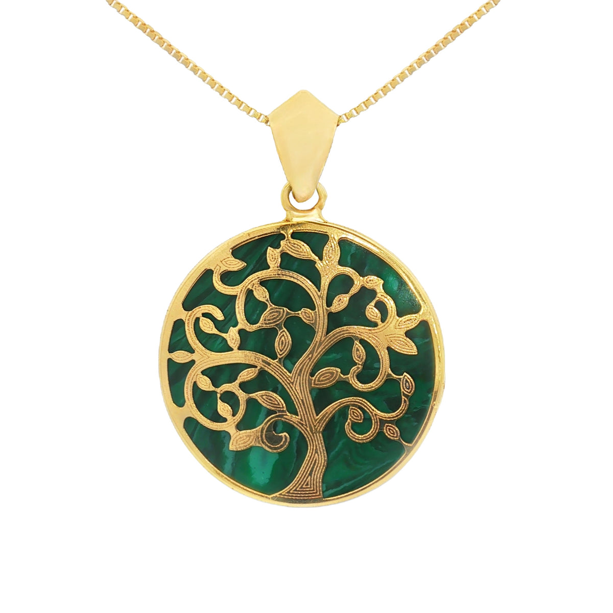 DIJE ÁRBOL DE LA VIDA CON MALAQUITA
