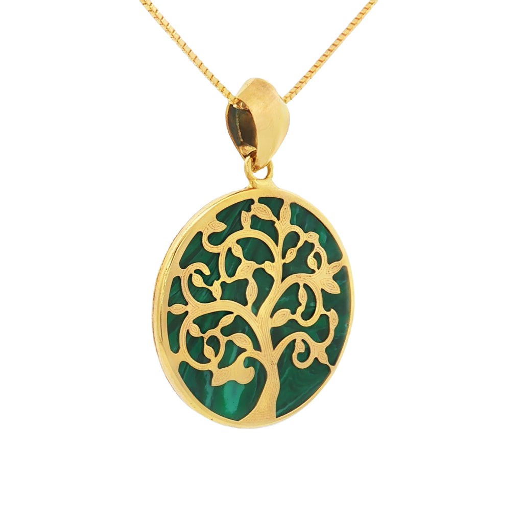 DIJE ÁRBOL DE LA VIDA CON MALAQUITA