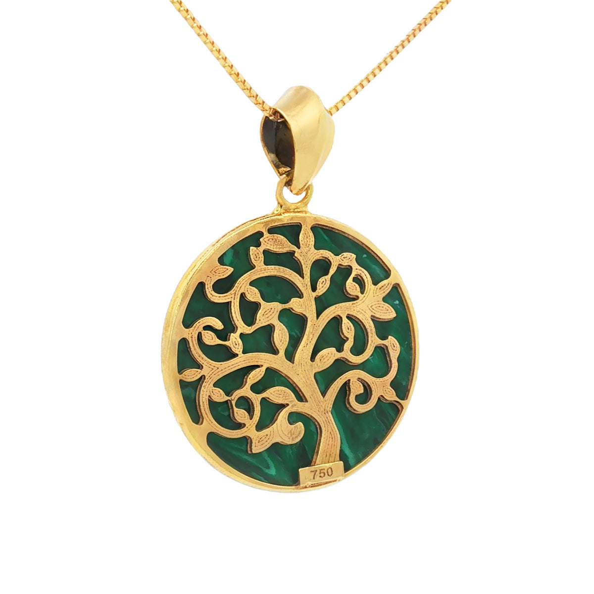 DIJE ÁRBOL DE LA VIDA CON MALAQUITA