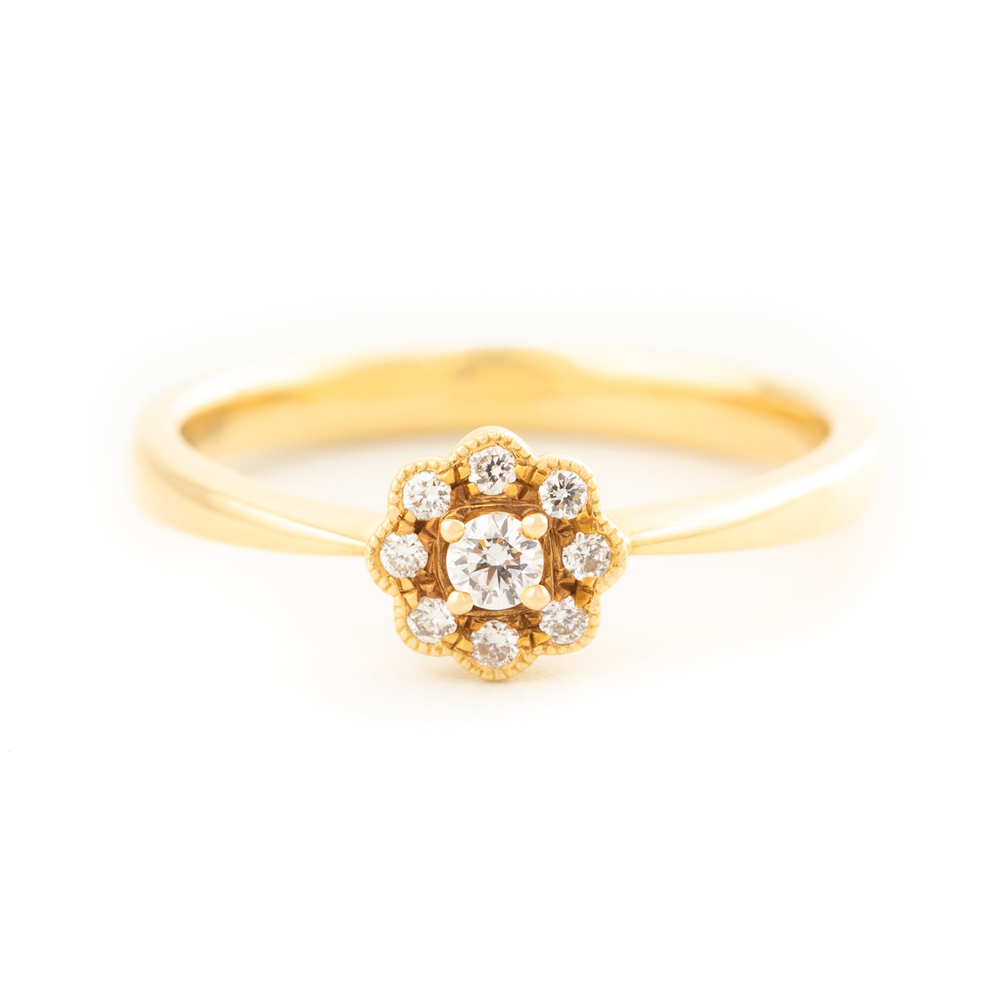 ANILLO SOLITARIO FLOR CON DIAMANTES