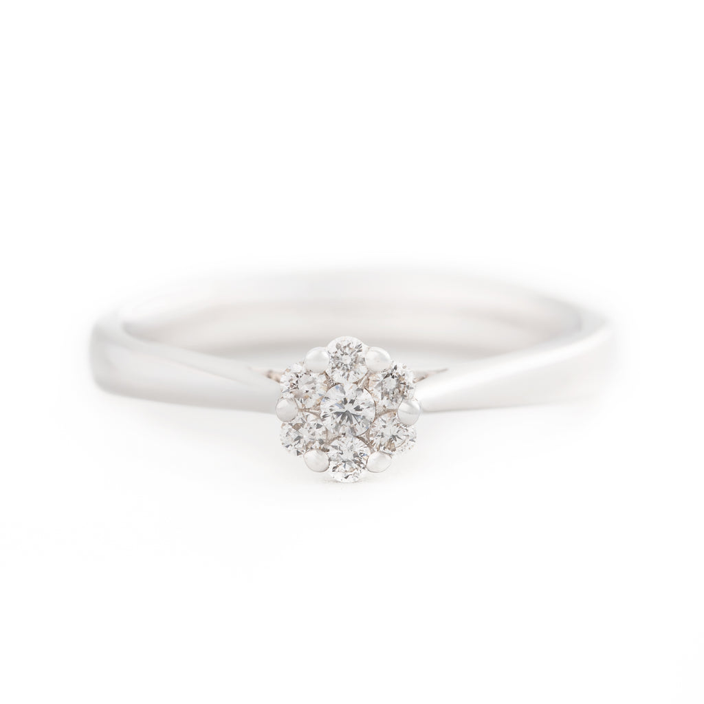 ANILLO SOLITARIO FLOR CON DIAMANTES