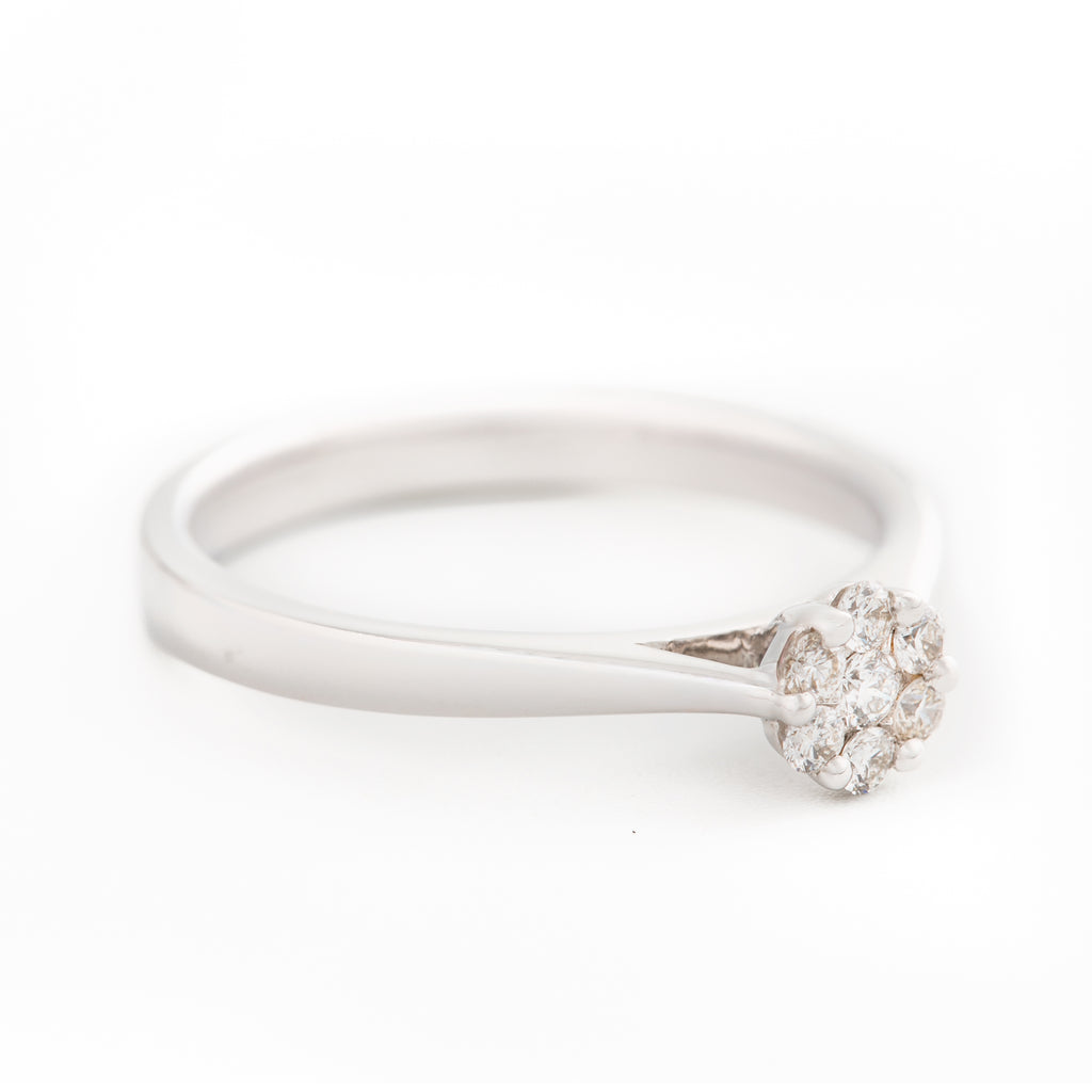 ANILLO SOLITARIO FLOR CON DIAMANTES
