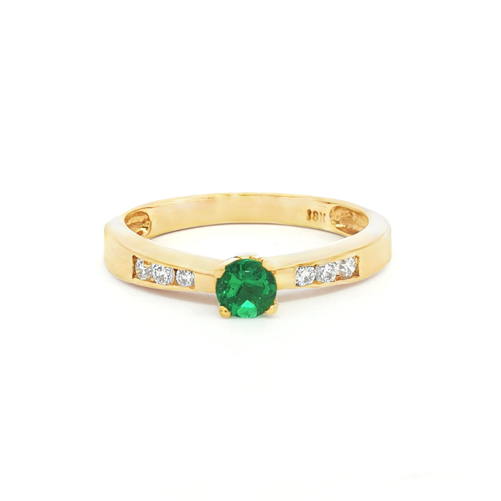 ANILO SOLITARIO ESMERALDA Y DIAMANTES