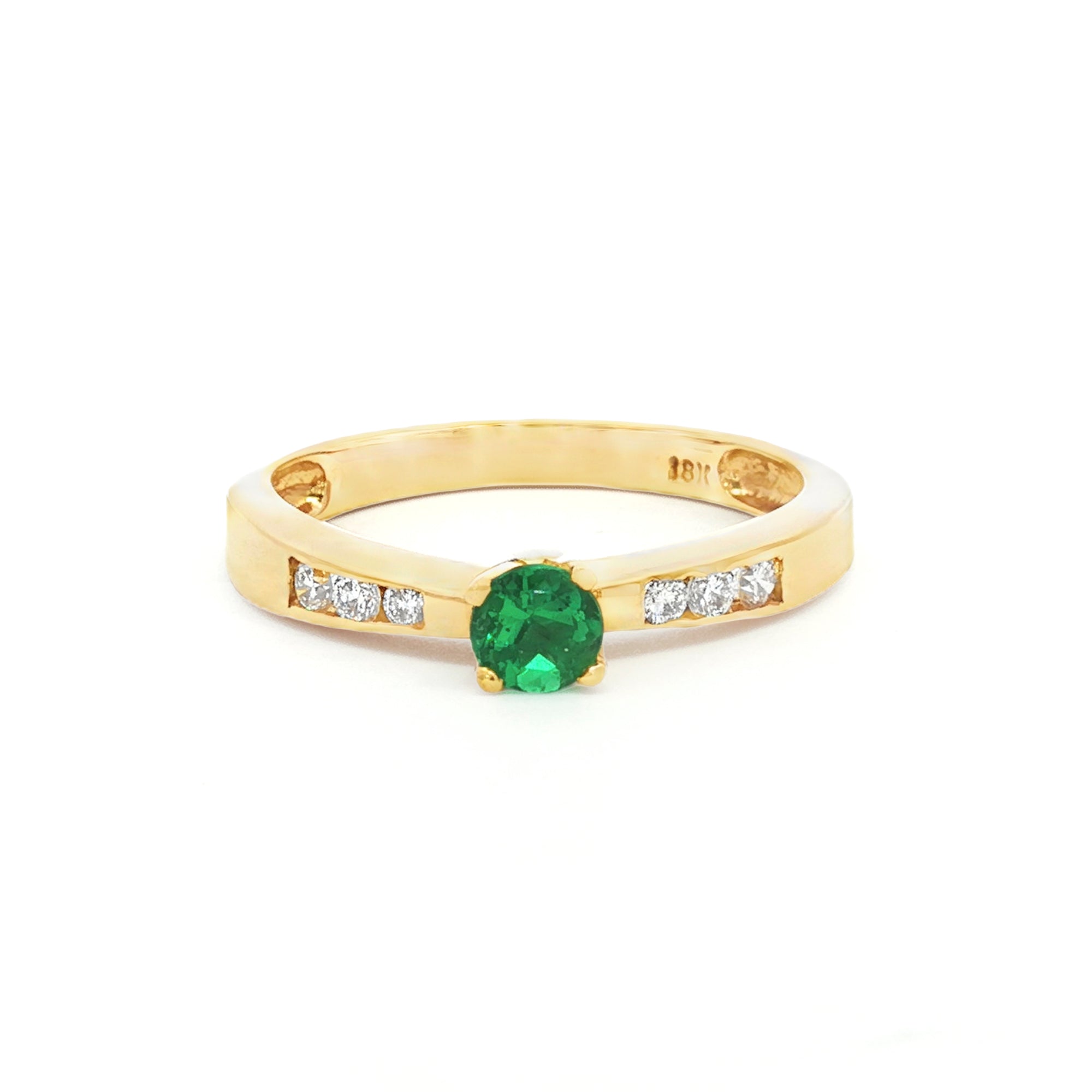 ANILO SOLITARIO ESMERALDA Y DIAMANTES