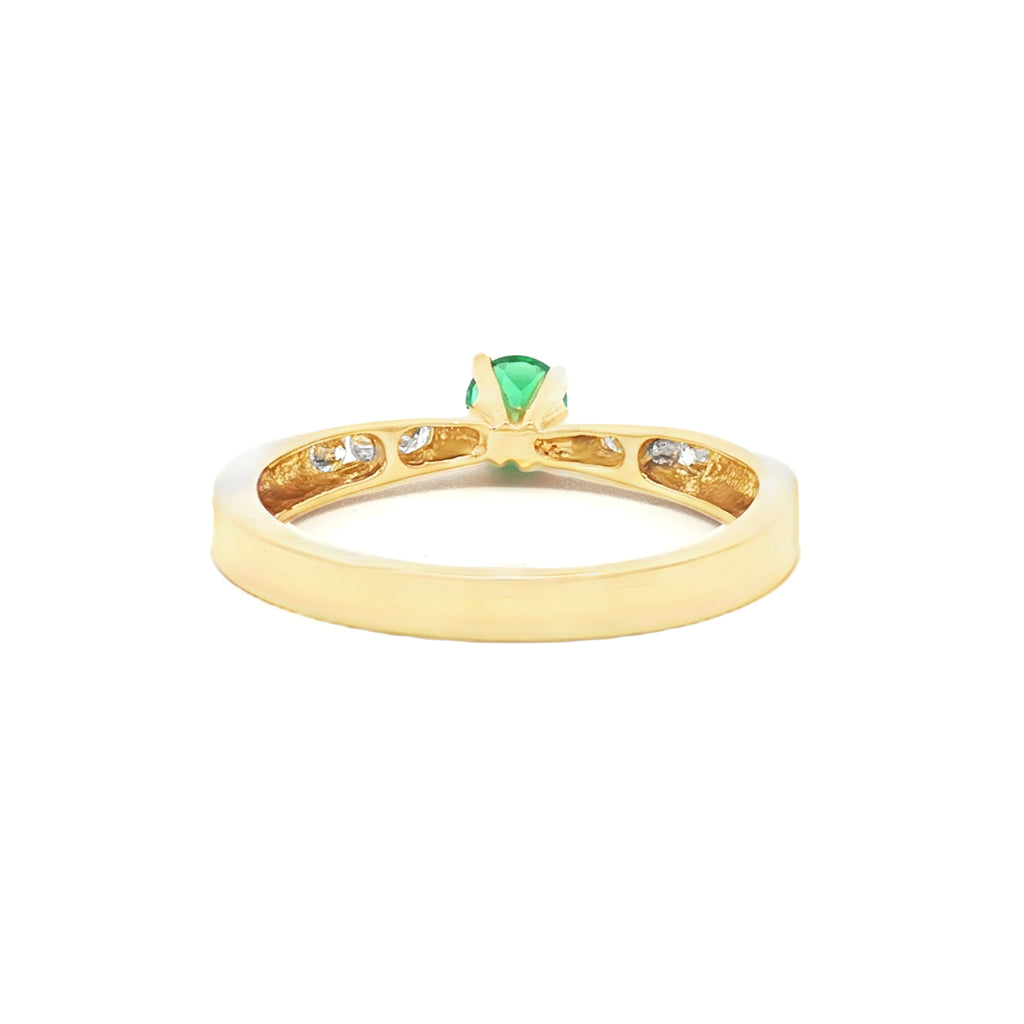 ANILO SOLITARIO ESMERALDA Y DIAMANTES