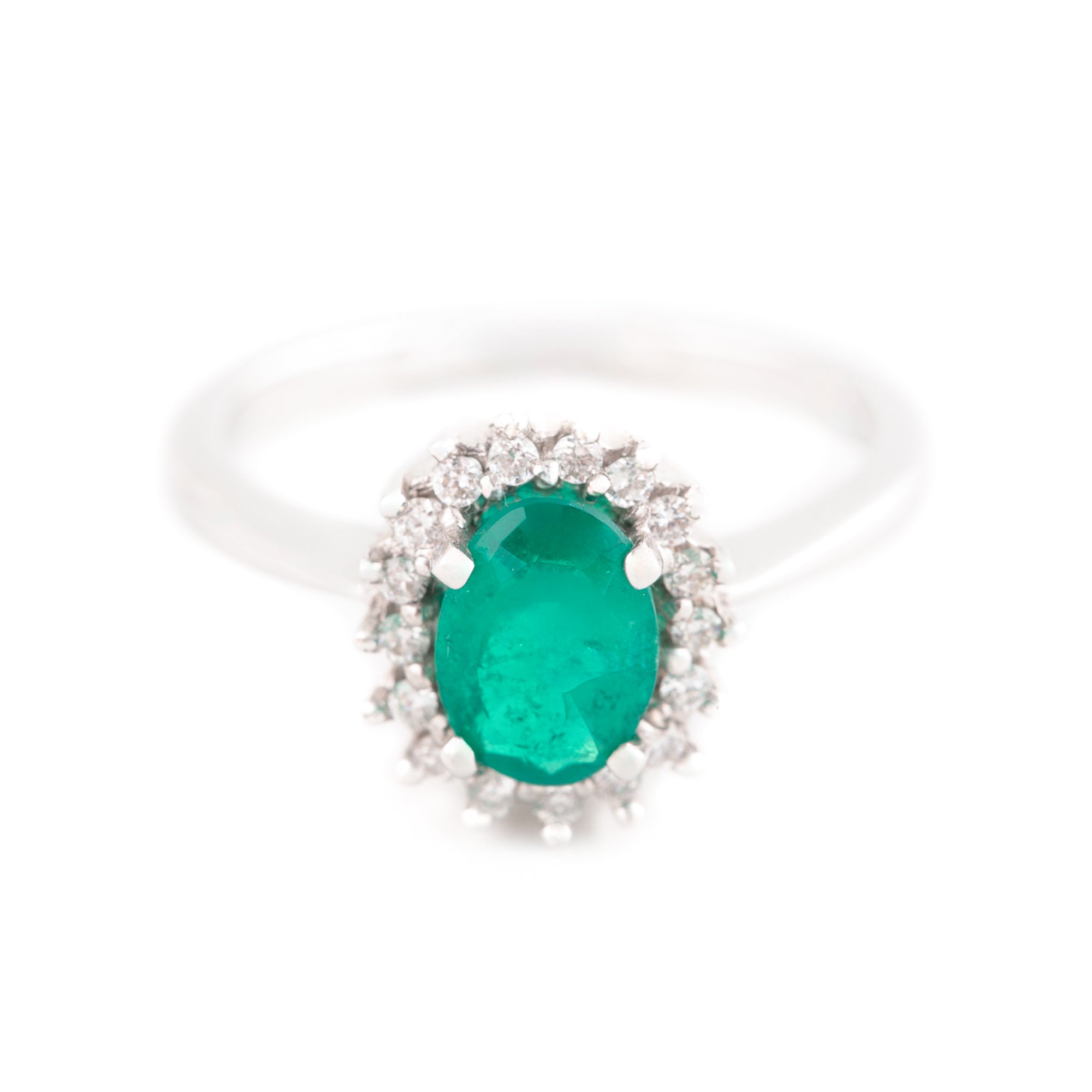 ANILLO FLOR ESMERALDAS Y DIAMANTES