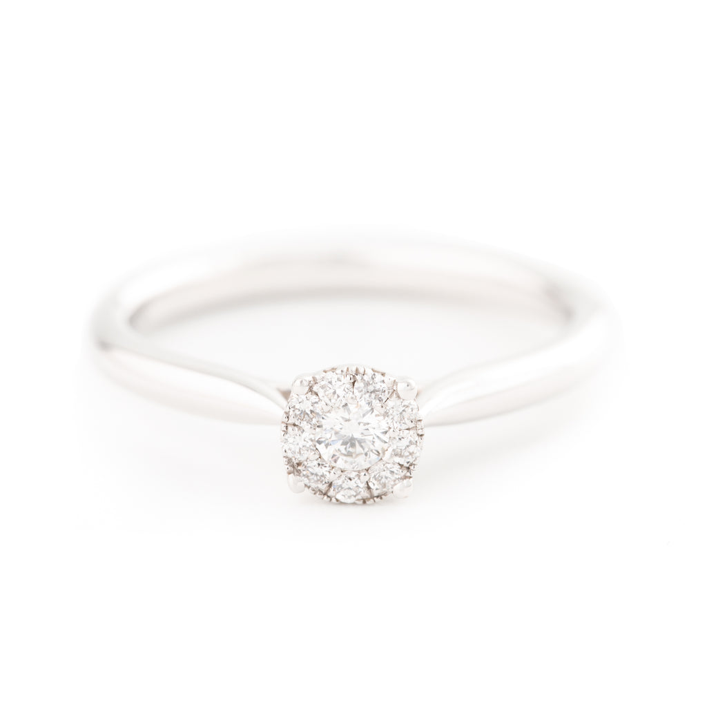 ANILLO SOLITARIO FLOR CON DIAMANTES