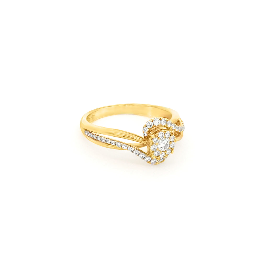 ANILLO SOLITARIO FLOR CRUZADO CON DIAMANTES