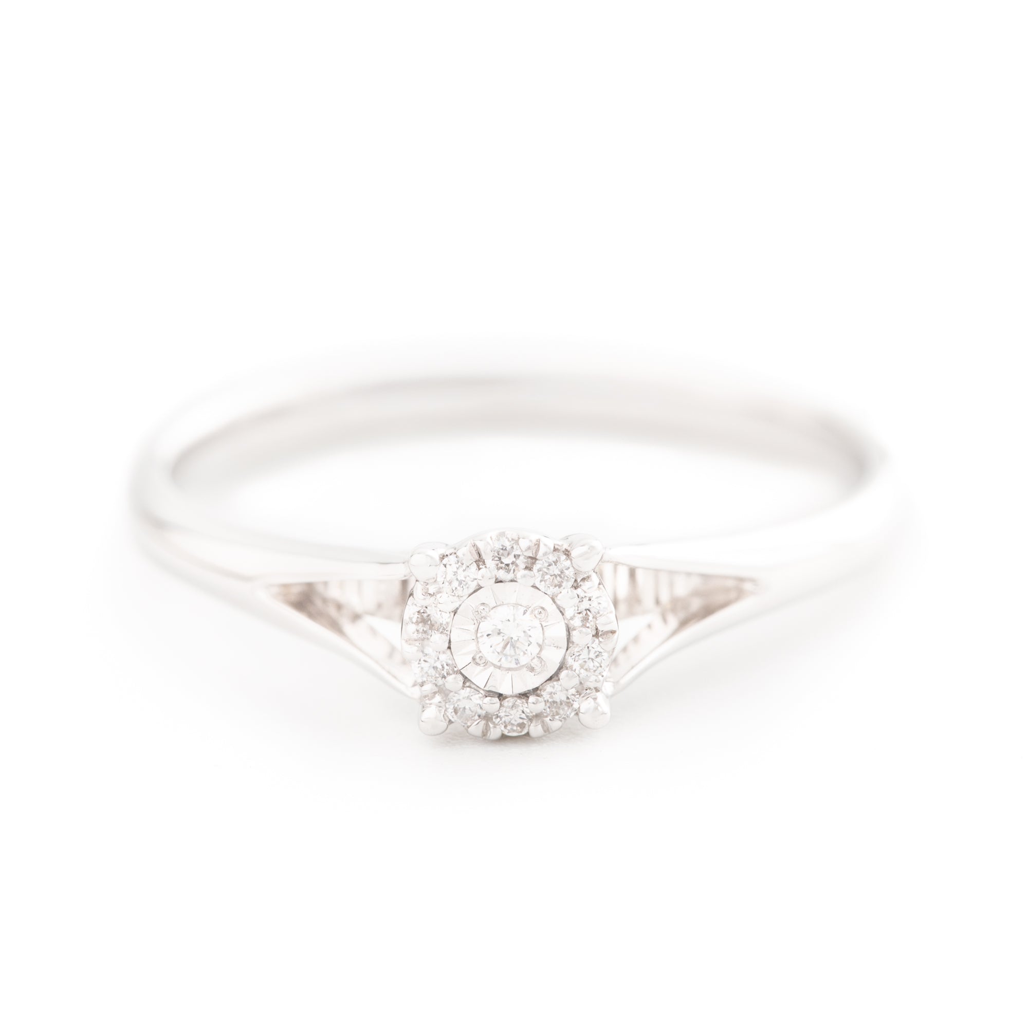 ANILLO SOLITARIO FLOR CON DIAMANTES