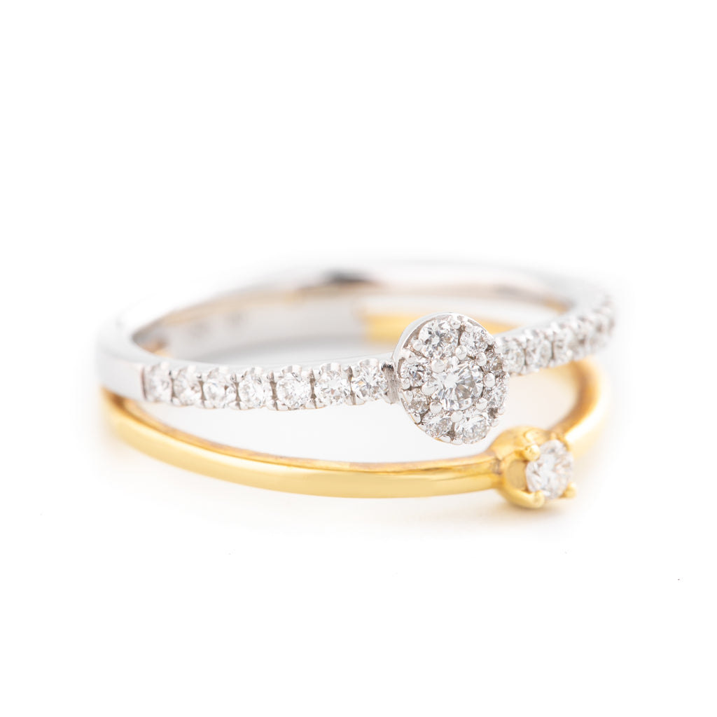 ANILLO SOLITARIO DOBLE CON FLOR EN DIAMANTES