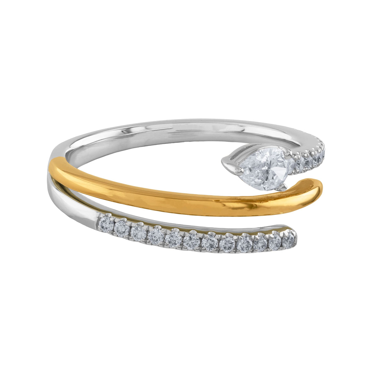 ANILLO 3 FRANJAS ABIERTAS CON DIAMANTES