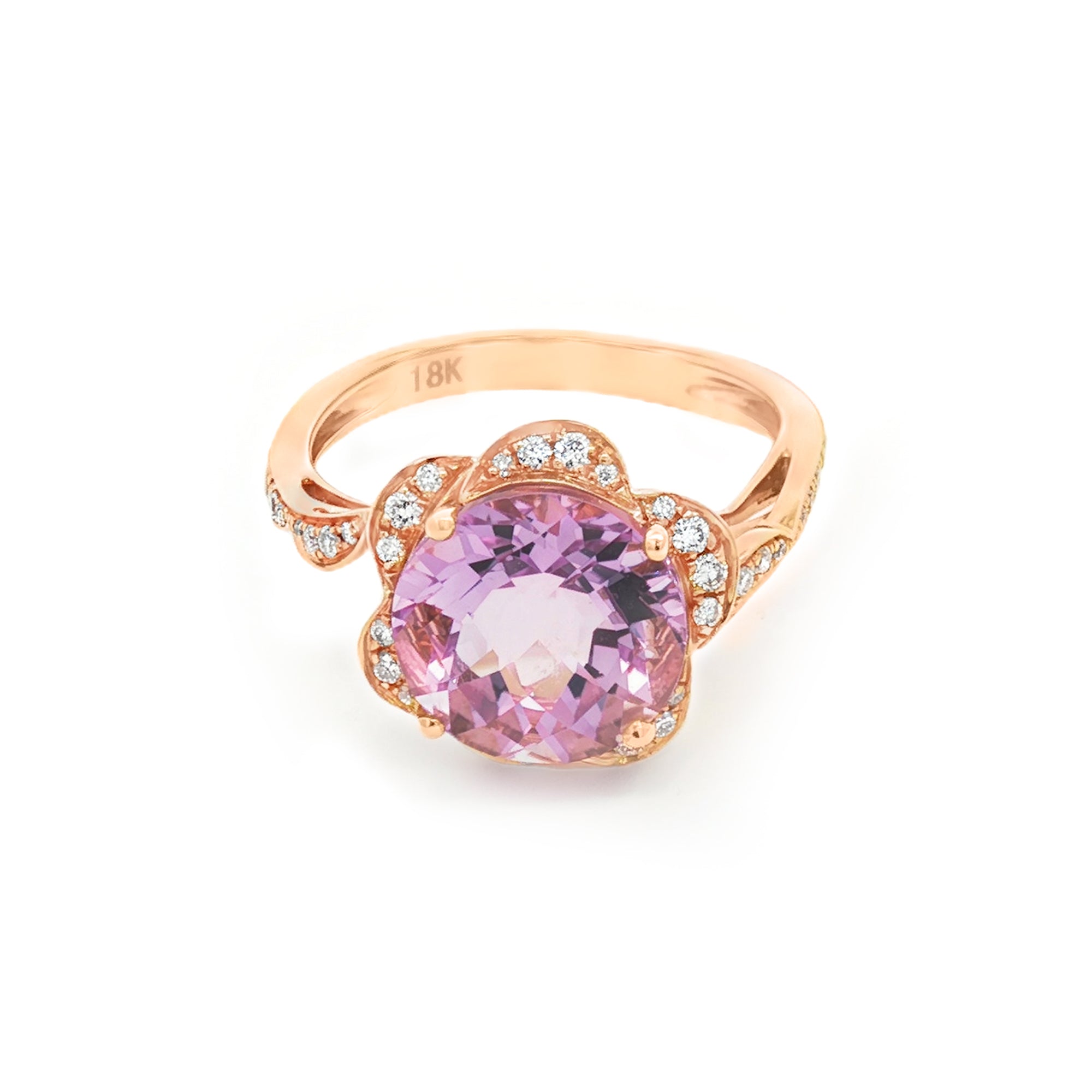 ANILLO FLOR AMATISTA CON DIAMANTES