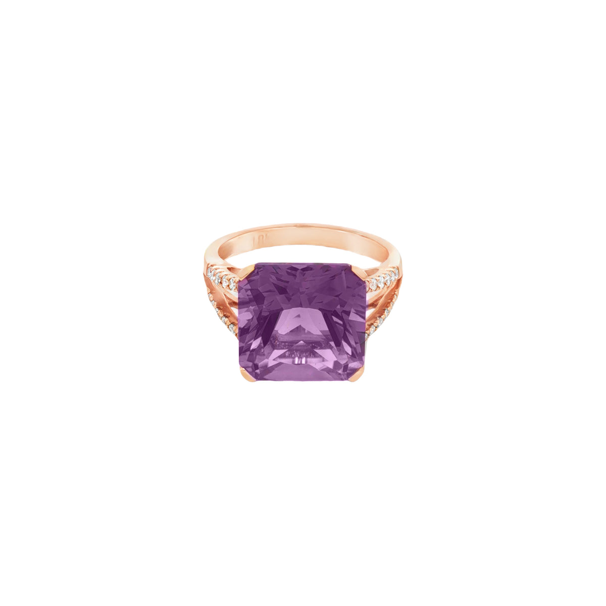 ANILLO CON AMATISTA Y DIAMANTES