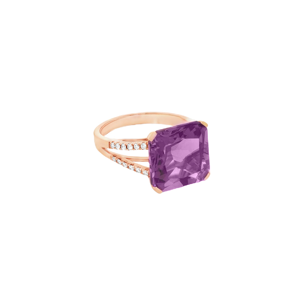 ANILLO CON AMATISTA Y DIAMANTES