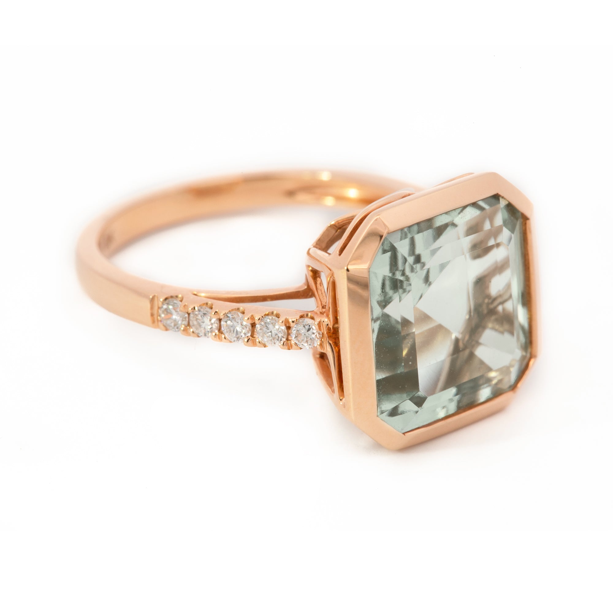 ANILLO AMATISTA VERDE DIAMANTES CUADRADO