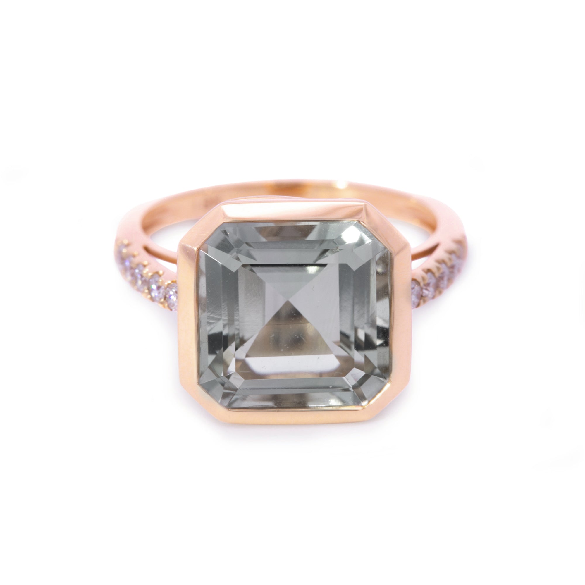ANILLO AMATISTA VERDE DIAMANTES CUADRADO