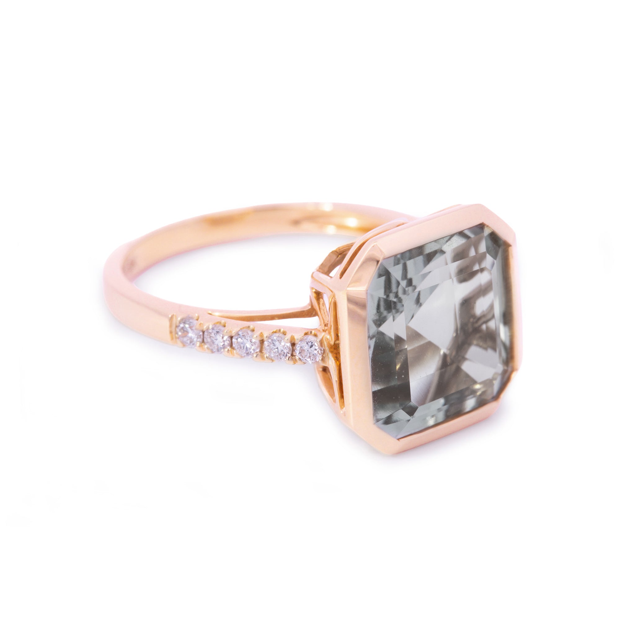 ANILLO AMATISTA VERDE DIAMANTES CUADRADO